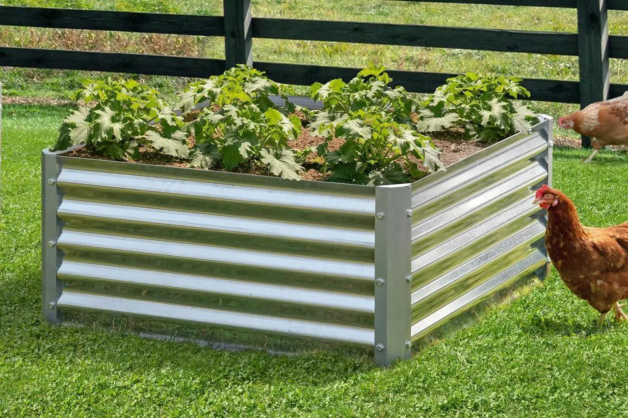 Alt view image 2 of 7 - Arrow Sheds GrowIT Galvanized Steel Raised Flower and Plant Bed for The Garden or Greenhouse, 36" x 36" x 17"