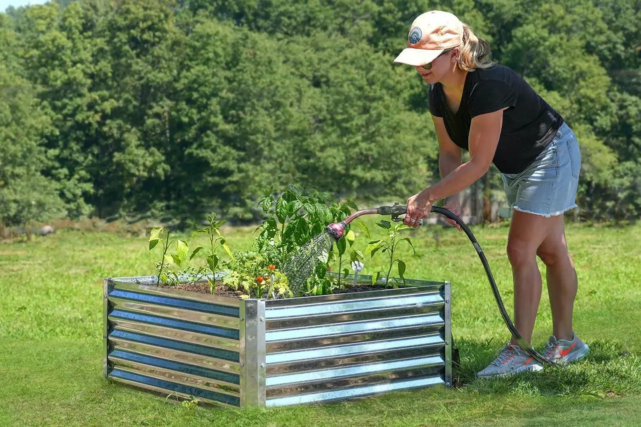 Alt view image 4 of 7 - Arrow Sheds GrowIT Galvanized Steel Raised Flower and Plant Bed for The Garden or Greenhouse, 36" x 36" x 17"