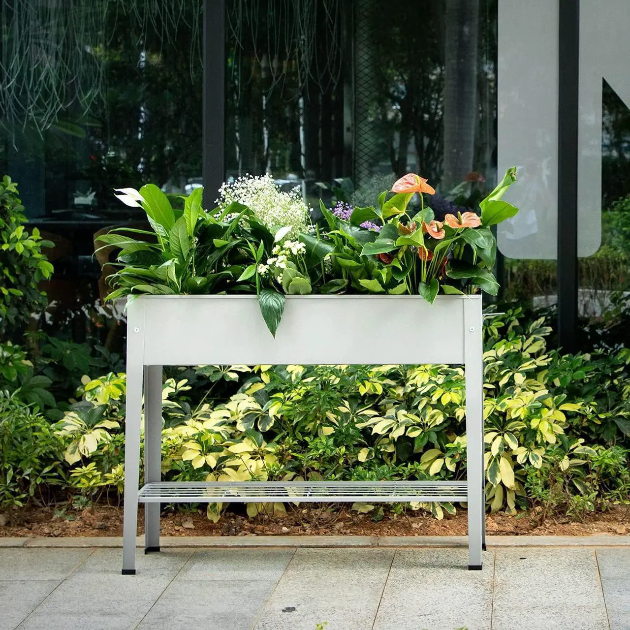 Alt view image 2 of 5 - Raised Garden Bed, Garden Raised Planter Box with Legs, Galvanized Garden Planter for Herbs and Vegetables (40" Grey)