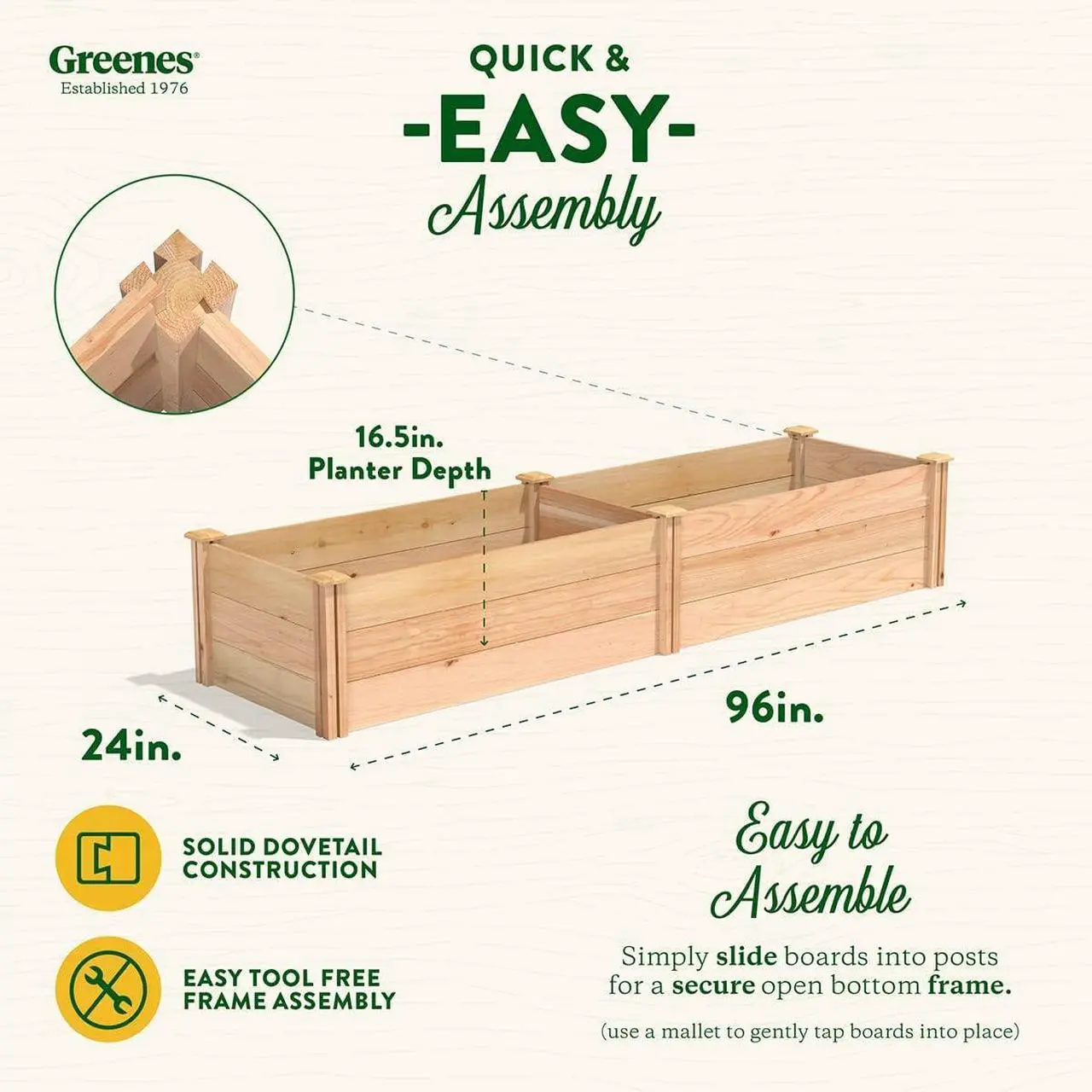 Alt view image 2 of 7 - Greenes Fence Premium Cedar Raised Garden Bed, 2' x 8' x 16.5" - Made in USA with North American Cedar