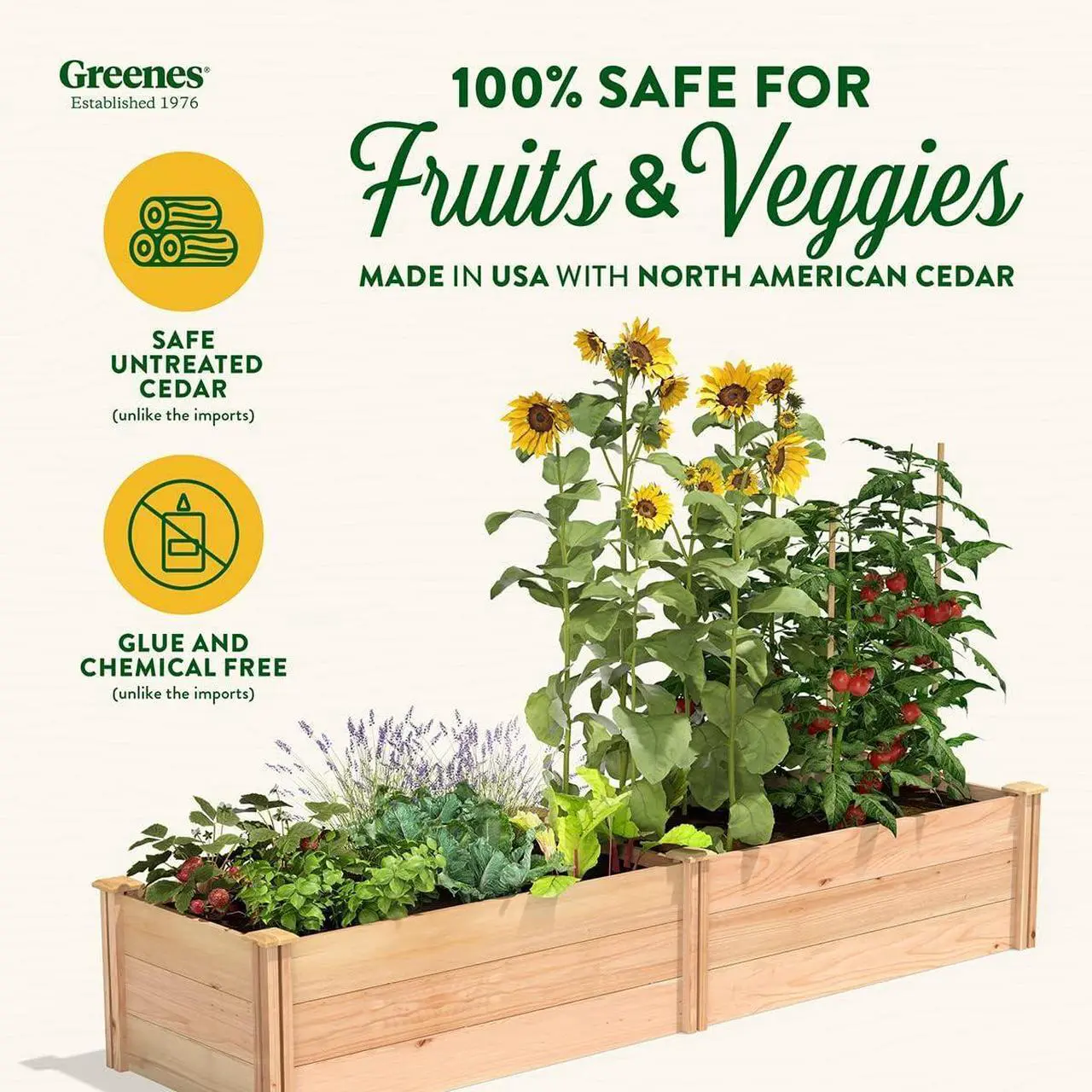 Alt view image 4 of 7 - Greenes Fence Premium Cedar Raised Garden Bed, 2' x 8' x 16.5" - Made in USA with North American Cedar