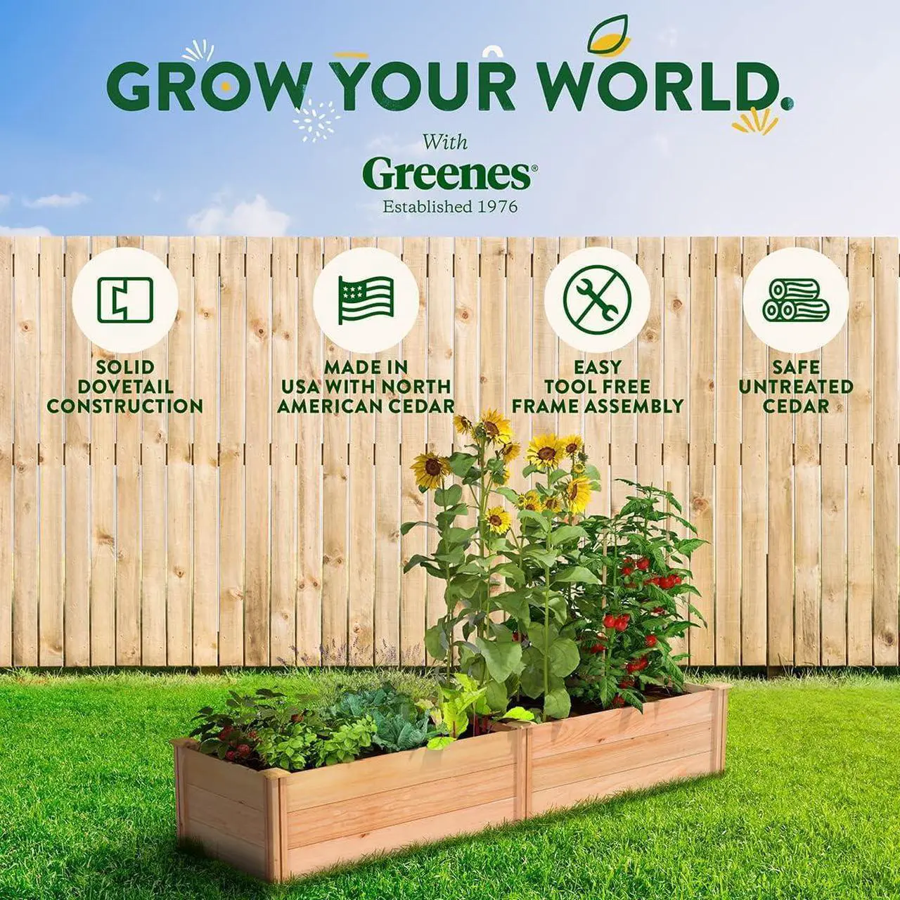 Alt view image 6 of 7 - Greenes Fence Premium Cedar Raised Garden Bed, 2' x 8' x 16.5" - Made in USA with North American Cedar