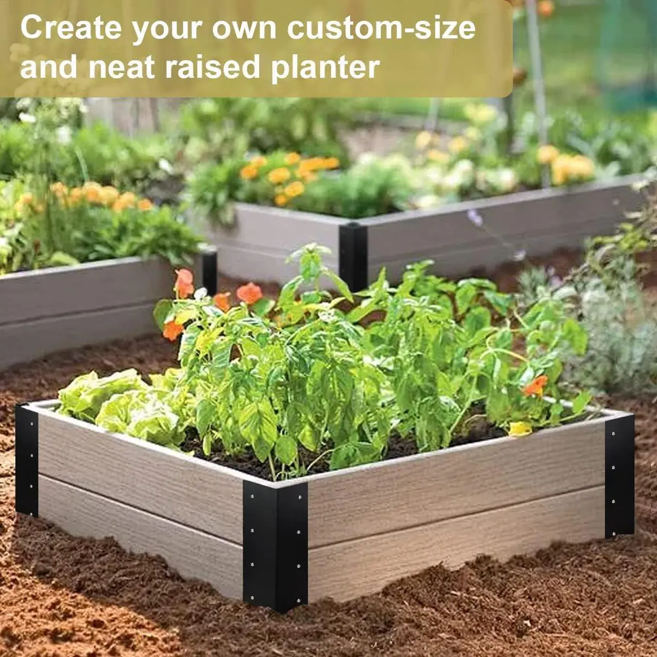 Alt view image 6 of 6 - Set of 4 Raised Garden Bed Corner Brackets for Elevated Beds, Compatible with 10-12 Inch Garden Bed Heights DIY Flower or Vegetable Garden