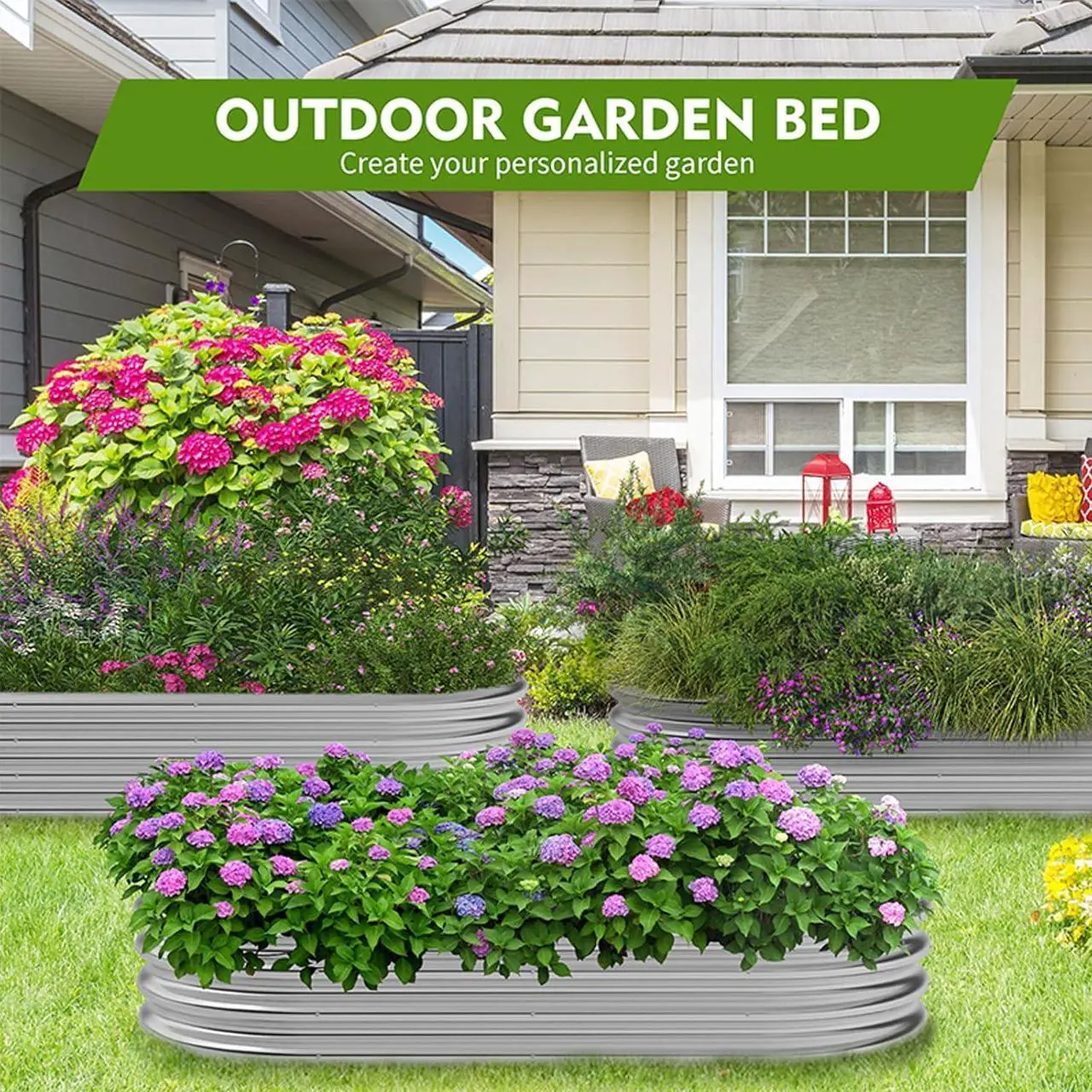 Alt view image 2 of 6 - Galvanized Raised Garden Bed Outdoor Raised Beds Planter for Outdoor Plants Large Metal Raised Garden Bed Kit (4FT)