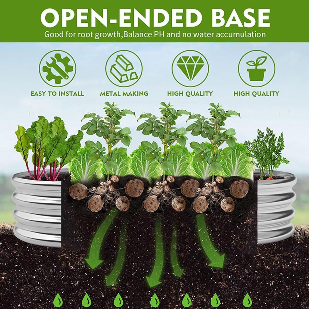 Alt view image 5 of 6 - Galvanized Raised Garden Bed Outdoor Raised Beds Planter for Outdoor Plants Large Metal Raised Garden Bed Kit (4FT)