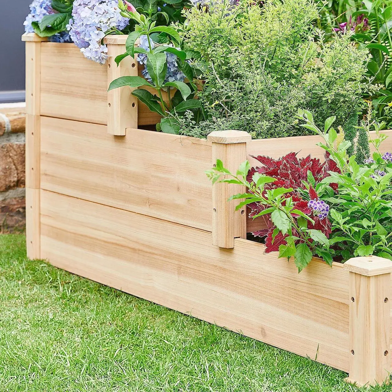 Alt view image 5 of 7 - Topeakmart 3 Tier Raised Garden Bed Wood Garden Box Wooden Vegetables/Flower/Herb Elevated Garden Planter Boxes Outdoor, Wood