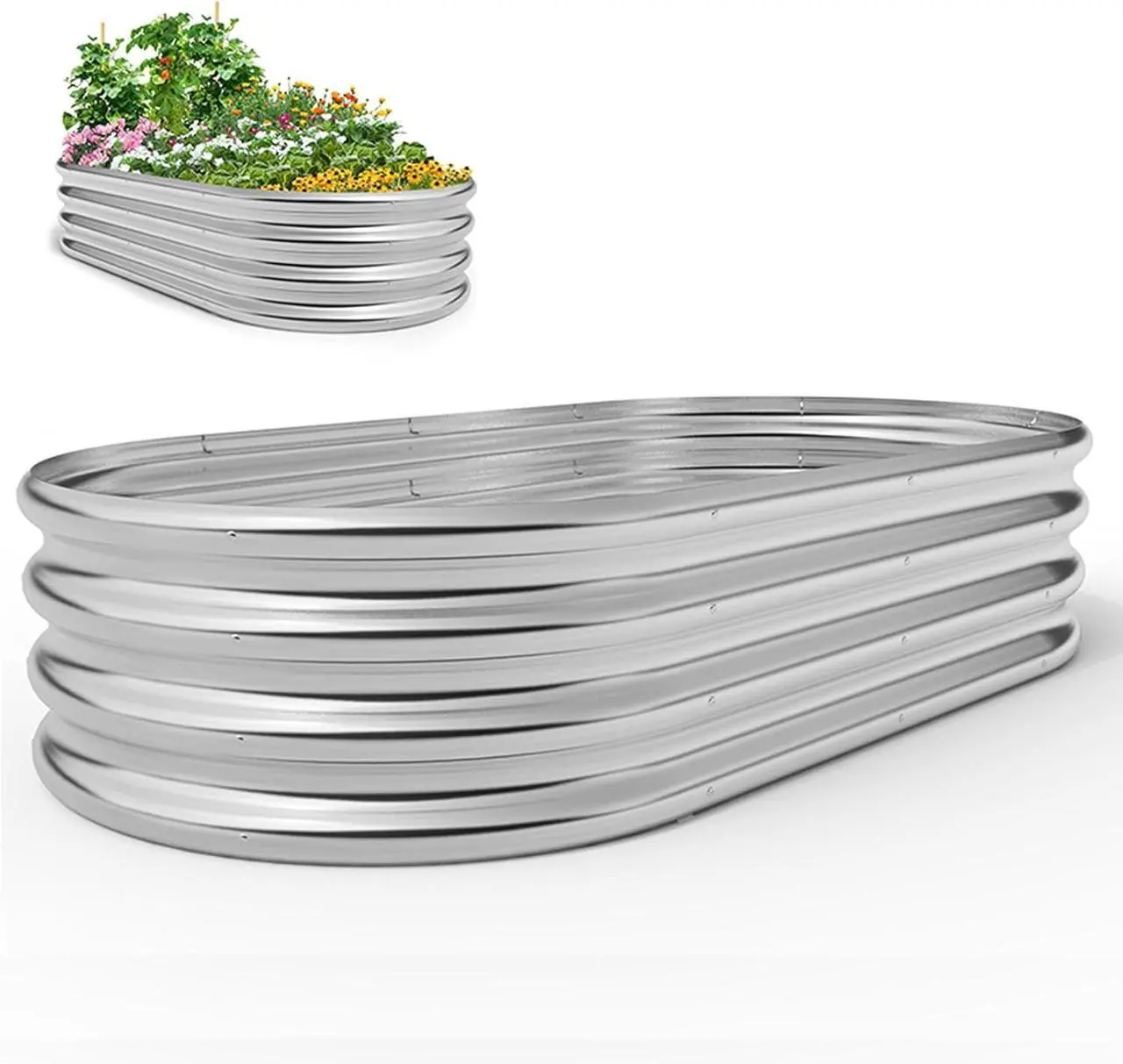 Main image of Galvanized Raised Garden Bed Outdoor Raised Beds Planter for Outdoor Plants Large Metal Raised Garden Bed Kit (4FT)