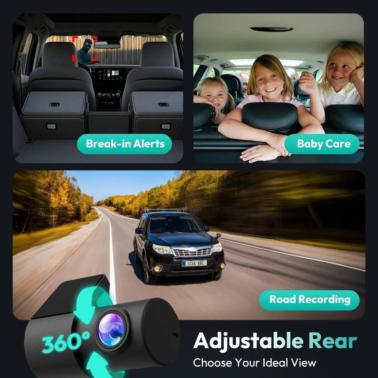 Alt view image 3 of 7 - 4k Dash Cam Front and Rear, 24/7 Parking Monitor with Hardwired Kit, 170° Ultra Wide Dashcam, ADAS, IMX415 Sensor, Night Vision, WDR, Loop Recording, 5G/2.4G WiFi & GPS, Free 64GB Card