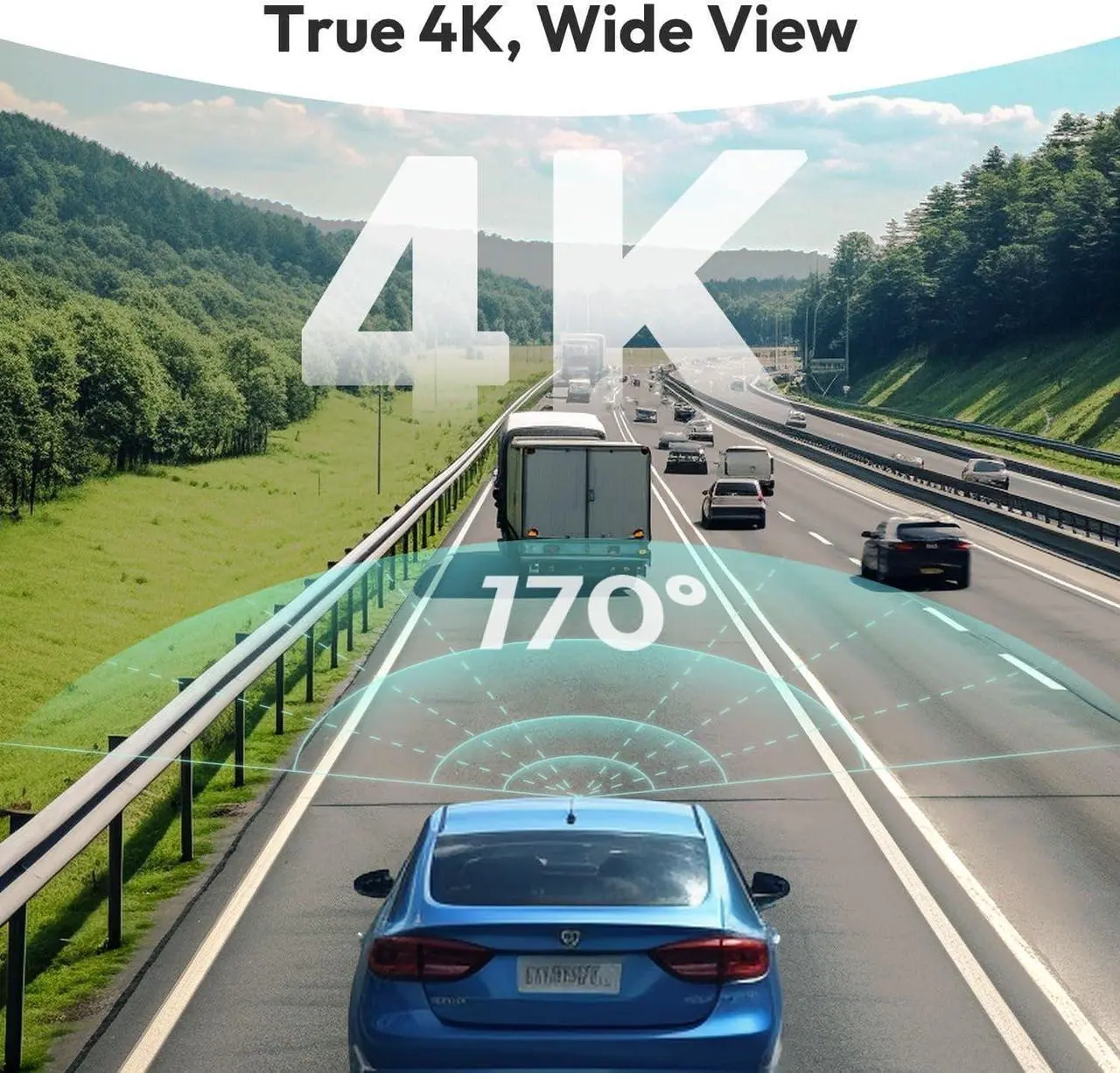 Alt view image 2 of 7 - 4k Dash Cam Front and Rear, 24/7 Parking Monitor with Hardwired Kit, 170° Ultra Wide Dashcam, ADAS, IMX415 Sensor, Night Vision, WDR, Loop Recording, 5G/2.4G WiFi & GPS, Free 64GB Card
