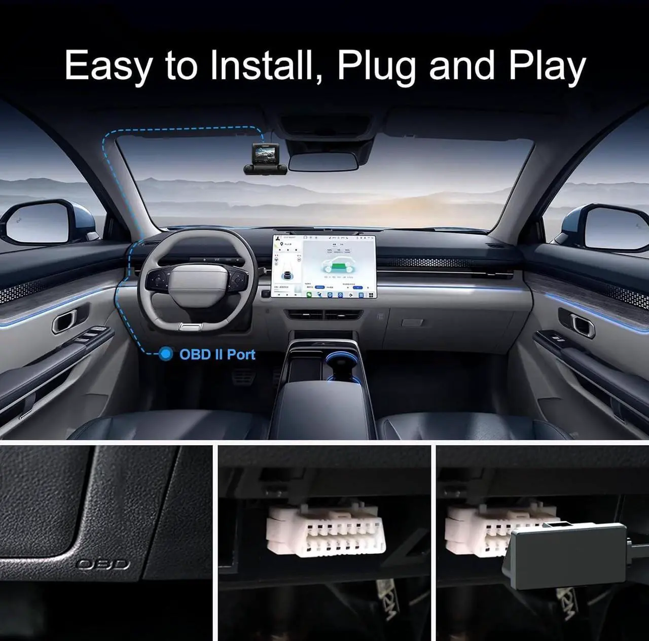 Alt view image 4 of 5 - OBD Hardwire Kit for Pruveeo Dashcam, 12V-30V to 5V/3A Type-C Port Charger Power Cord and Type-c to Mini USB Adapter, Intelligent and Adjustable Low Voltage Protection