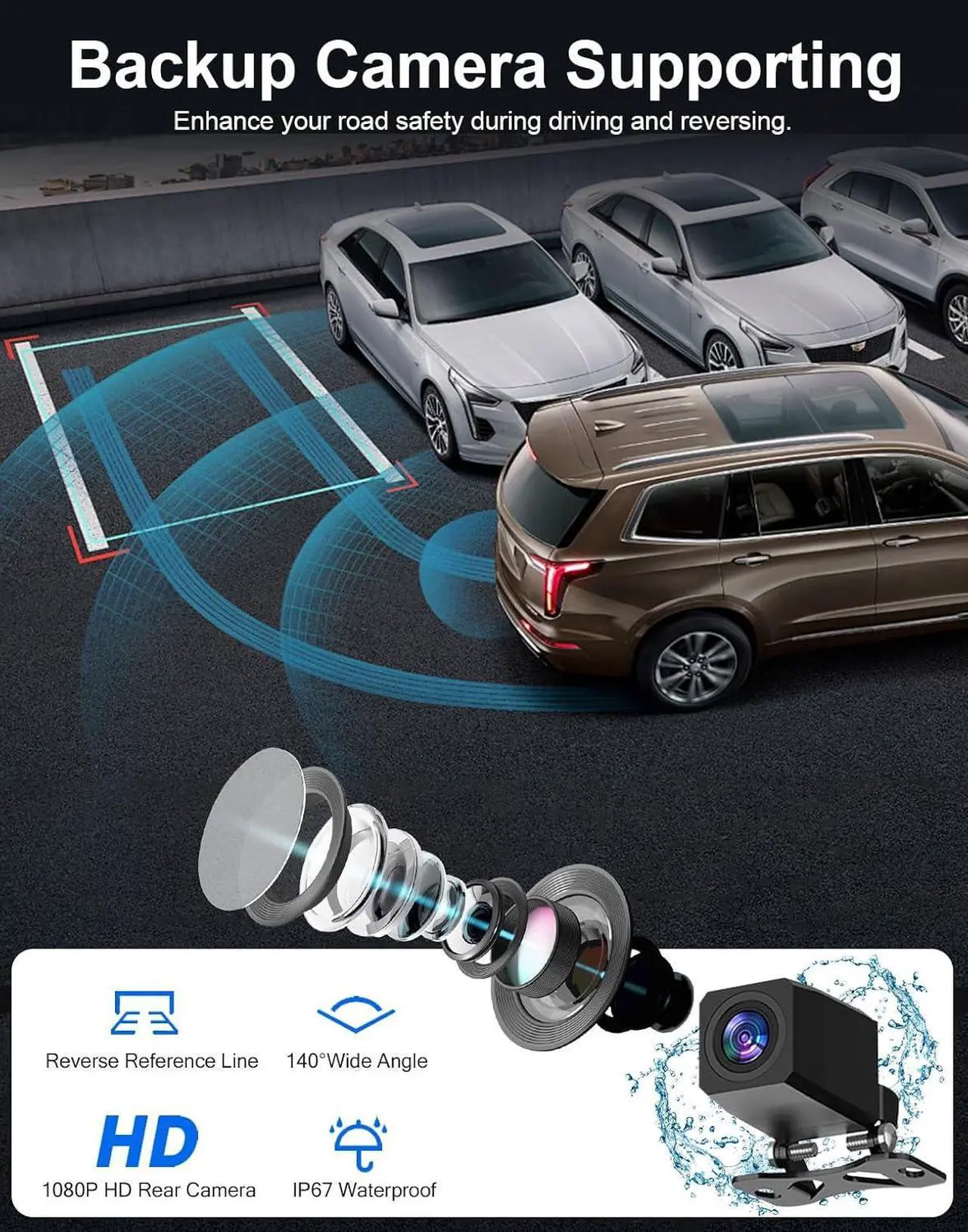 Alt view image 4 of 7 - Portable Carplay Screen for Car, 9" Wireless Carplay Android Auto Screen with 4K Dash Cam & 1080P Backup Camera, Car Play Stereo with Voice Control & GPS Navigation, Mirror Link, BT/FM/AUX