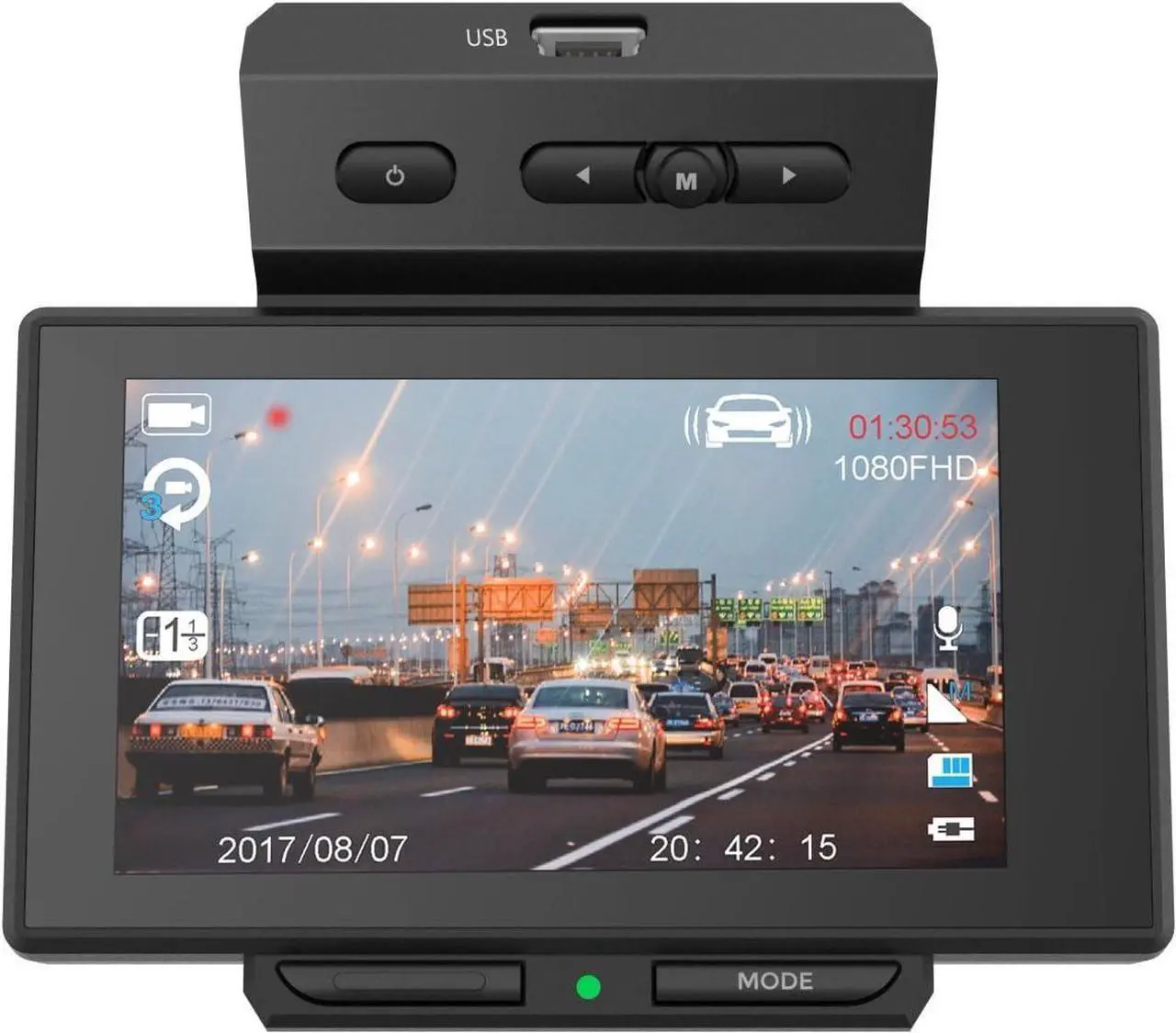 Alt view image 3 of 5 - Car DVR Dashcam Backup Camera - Built-in Android 7 Display GPS Touchscreen Android, Navigation Front, and Rear Camera - Wi-Fi Bluetooth Wireless FM Radio and Rechargeable Battery - Pyle