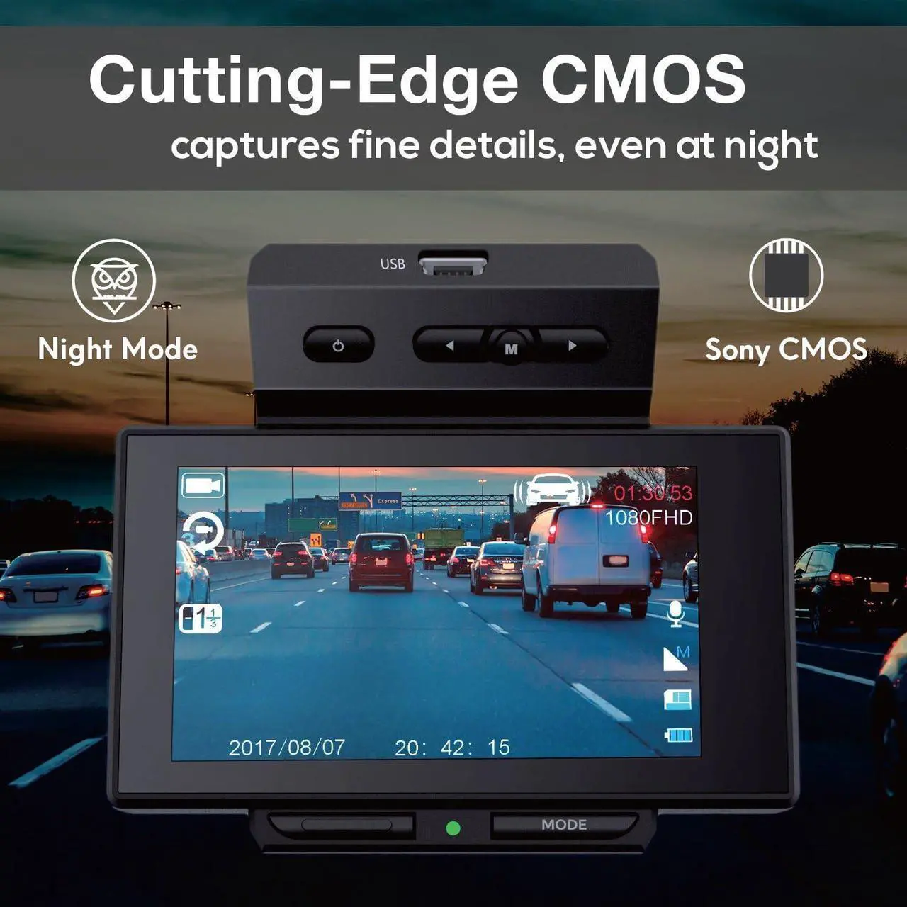 Alt view image 4 of 5 - Car DVR Dashcam Backup Camera - Built-in Android 7 Display GPS Touchscreen Android, Navigation Front, and Rear Camera - Wi-Fi Bluetooth Wireless FM Radio and Rechargeable Battery - Pyle