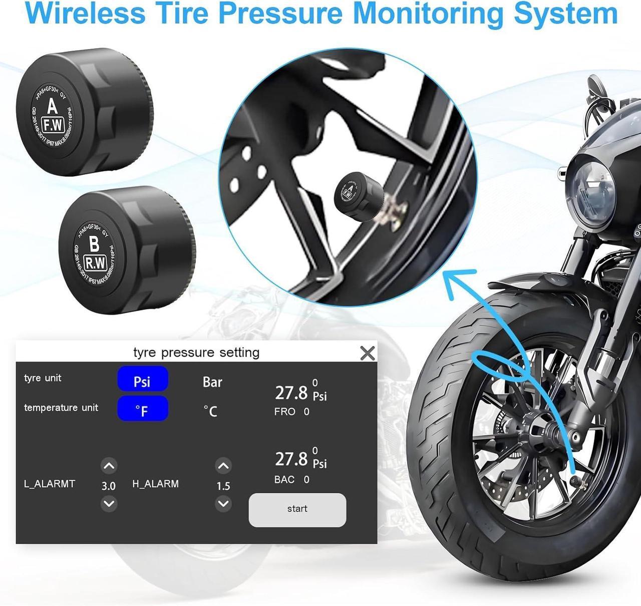 Alt view image 4 of 7 - Portable Wireless Apple Carplay for Motorcycle, 1080P Dual Motorcycle Camera (IMX307 chip), Motorbike Dash Cam, Motorbike TPMS, 5" IPS Waterproof Touch Screen, 128 GB TF Card, Support Siri