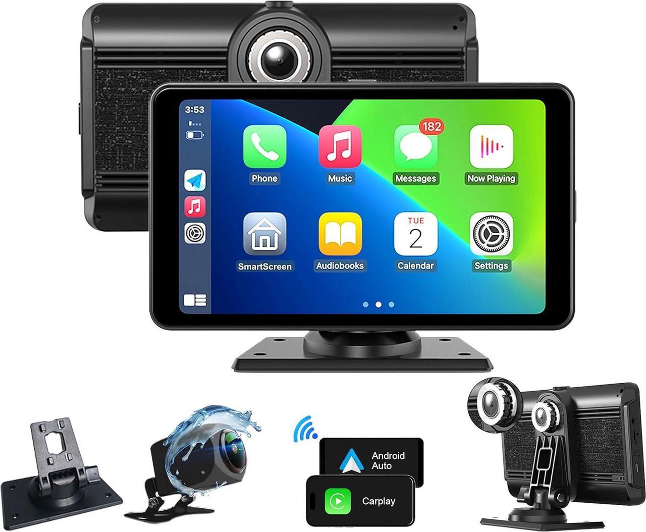 Main image of Compatible with Apple Carplay 7, Portable Carplay Screen for Car, Car Play Screen 2.5 K Dash Cam, 1080p Backup Camera DVR, Audio Receivers GPS Navigation Mirror Link, FM, Googel, Siri