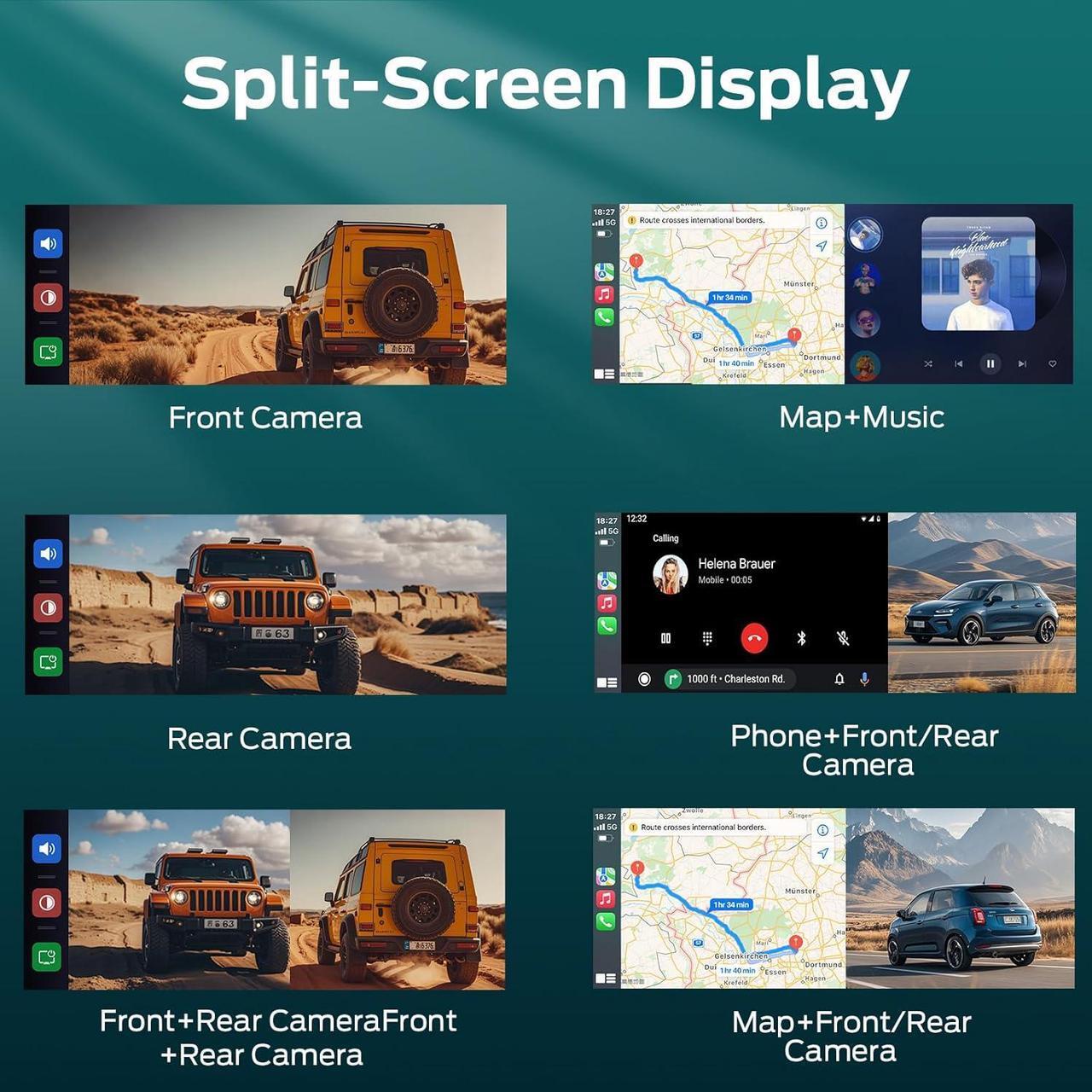 Alt view image 6 of 7 - Portable CarPlay Screen for Car 10.26" HD IPS Touchscreen with 4K Dash Cam Front and Rear, 1080P Backup Camera Wireless Carplay & Android Auto Car Audio Receivers