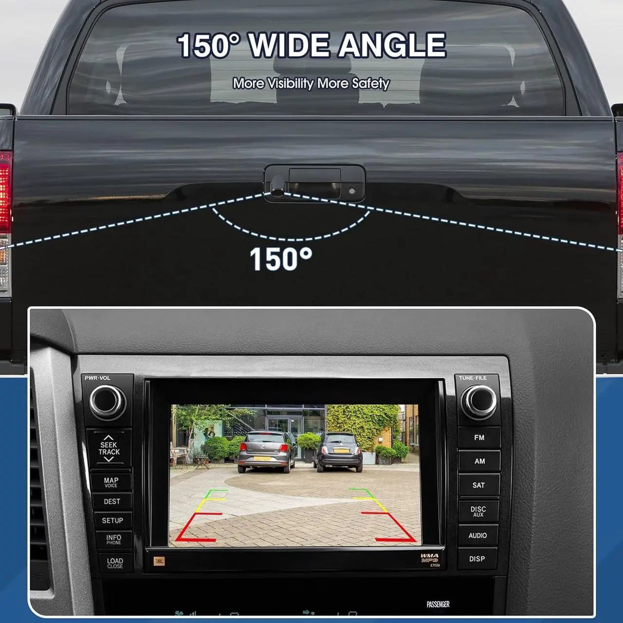Alt view image 3 of 7 - Tailgate Handle Backup Camera Fit for Toyota Tundra 2007-2013 Classic Tailgate Reversing Rear View Park Assist Camera RCA Plug Replaces 69090-0C051 86790-34011 86790-34030