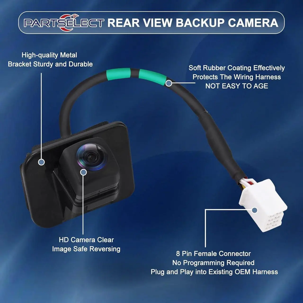 Alt view image 3 of 7 - 39530-T2A-A21 Rear View Backup Camera Replacement for Honda Accord Sedan 2014 2015 2016 2017 Park Parking Reverse Camera Replace OE # 39530-T2A-A31, 39530-T2A-U110-M2, 39530-T2A-U21