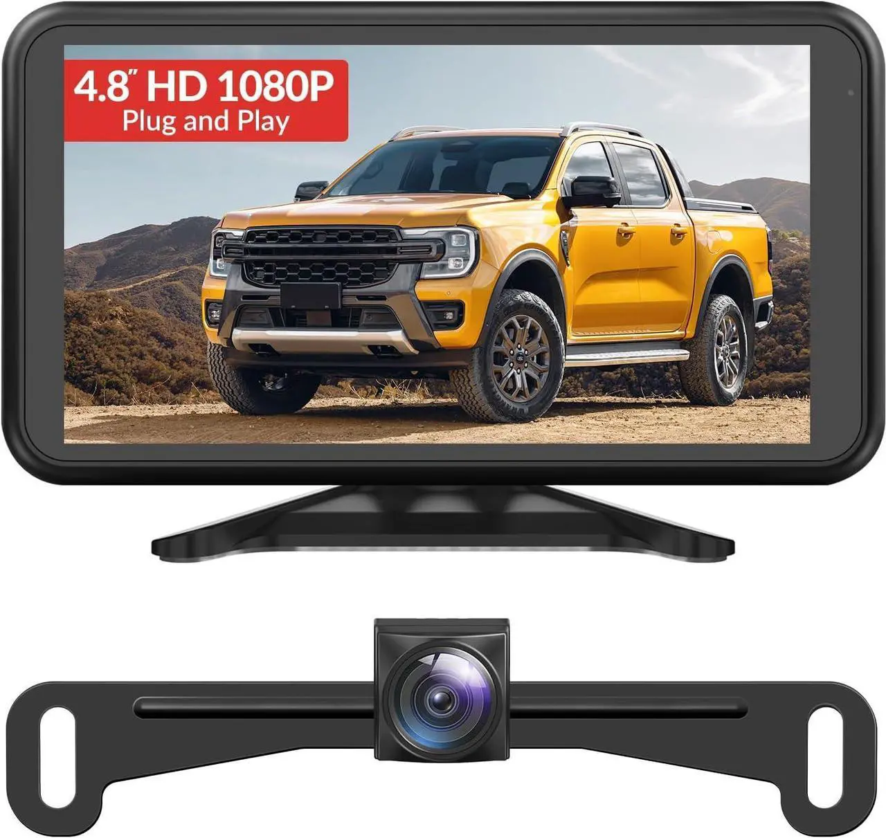 Main image of AUTO-VOX Backup Camera for Truck Plug and Play: 4.8" 1080P Stable Signal Clear Night Vision Rear View Camera System, IP69K Waterproof 3X Zoom Back Up Camera for Car SUV Pickup Van