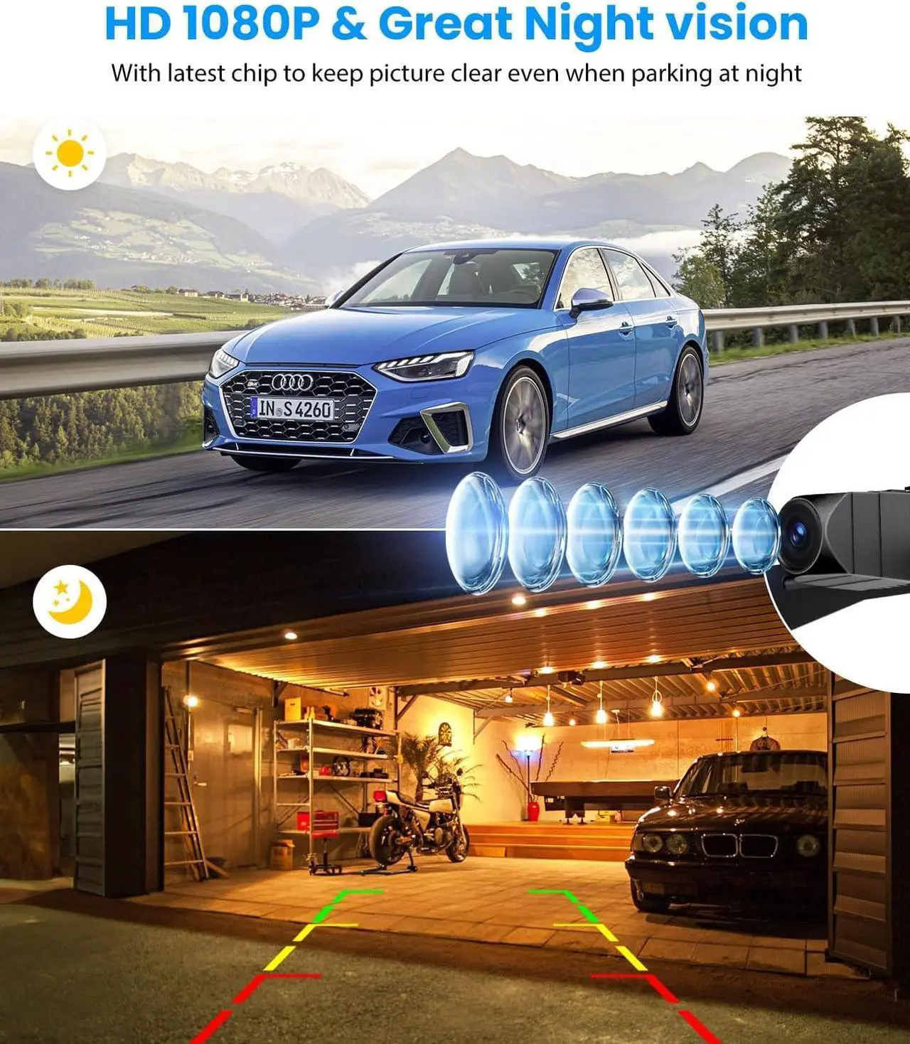 Alt view image 2 of 7 - AUTO-VOX Backup Camera for Truck Plug and Play: 4.8" 1080P Stable Signal Clear Night Vision Rear View Camera System, IP69K Waterproof 3X Zoom Back Up Camera for Car SUV Pickup Van