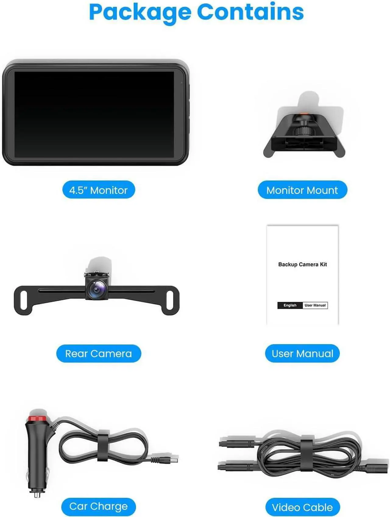Alt view image 7 of 7 - AUTO-VOX Backup Camera for Truck Plug and Play: 4.8" 1080P Stable Signal Clear Night Vision Rear View Camera System, IP69K Waterproof 3X Zoom Back Up Camera for Car SUV Pickup Van