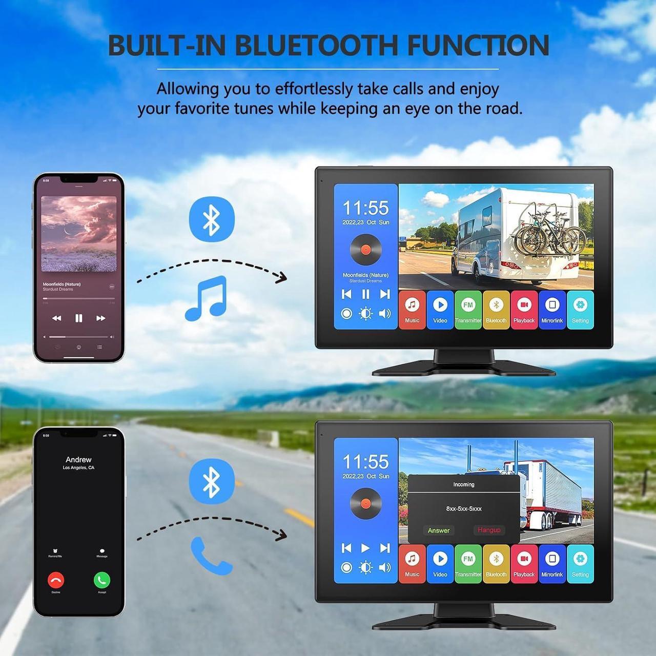 Alt view image 6 of 7 - 4K RV Backup Camera System 10.1" Quad Split Touchscreen Monitor 4 1080P HD Rear Side View Cameras DVR Recording Bluetooth Music USB Video Play IP69 Waterproof Night Vision for RV Truck Trailer
