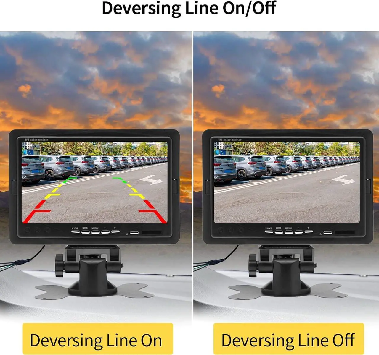 Alt view image 5 of 7 - Hodozzy Dual Backup Camera Kit with 7 Inch LCD Monitor & 2 Backup Cameras Reversing, IP68 Waterproof, 18IR Night Vision, Rear View Camera 4-Pin Cable for Car Truck/Trailer/Bus/Van/Caravan (12V-24V)
