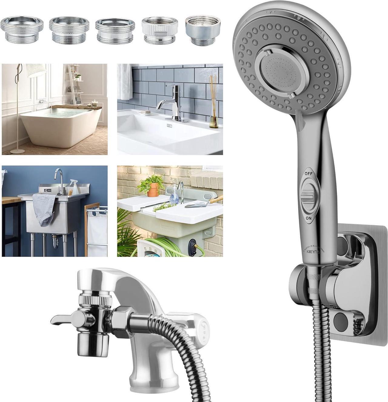 Main image of KLLEYNA Shower Head Sink-Faucet Bathtub-Bathroom-Garden - Hose Sprayer Attachment(5 Adapters) for Hair Washing & Pet Dog Rinse & Baby Bath, ON/OFF Extension for Moen, Kohler, Delta, American Standard