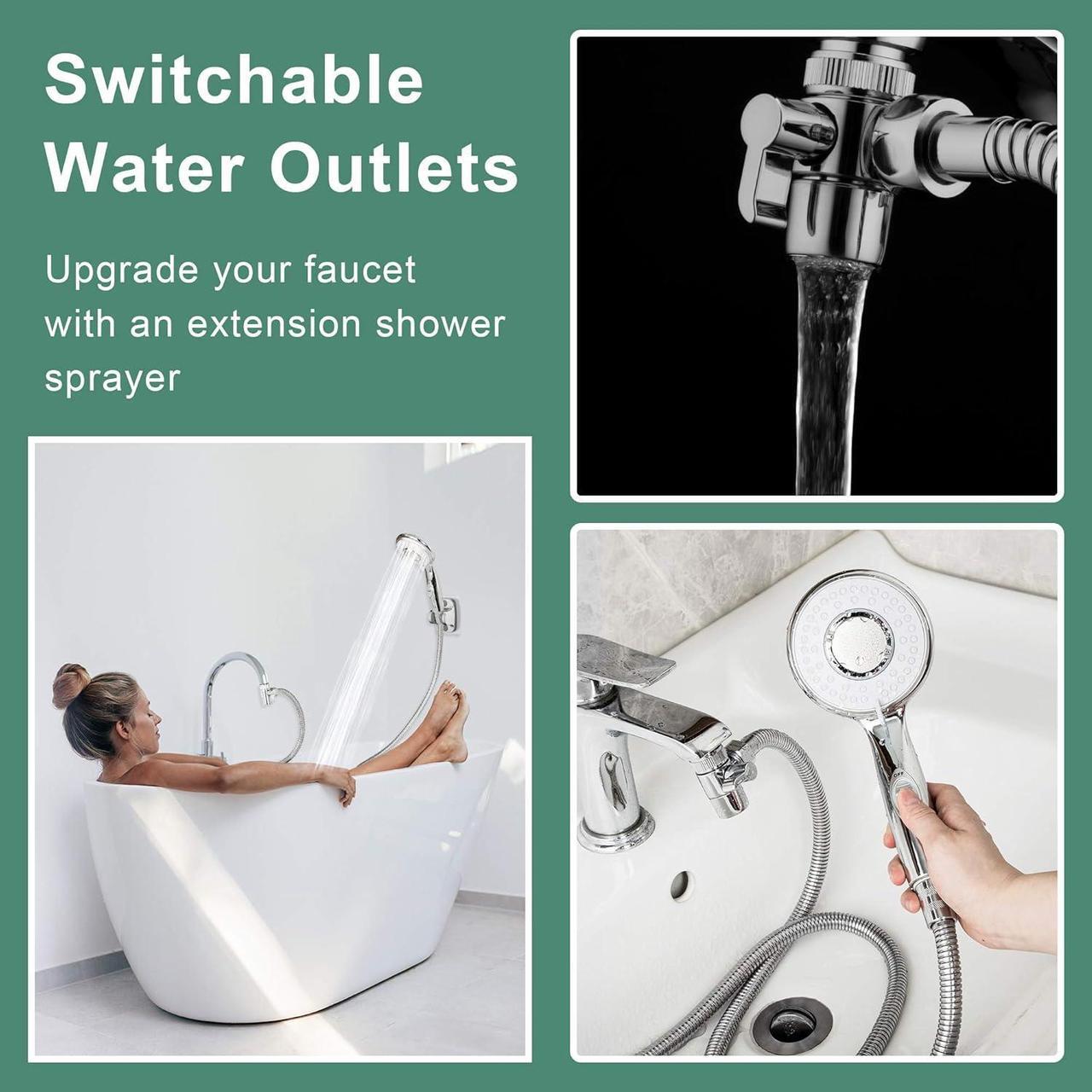 Alt view image 7 of 7 - KLLEYNA Shower Head Sink-Faucet Bathtub-Bathroom-Garden - Hose Sprayer Attachment(5 Adapters) for Hair Washing & Pet Dog Rinse & Baby Bath, ON/OFF Extension for Moen, Kohler, Delta, American Standard