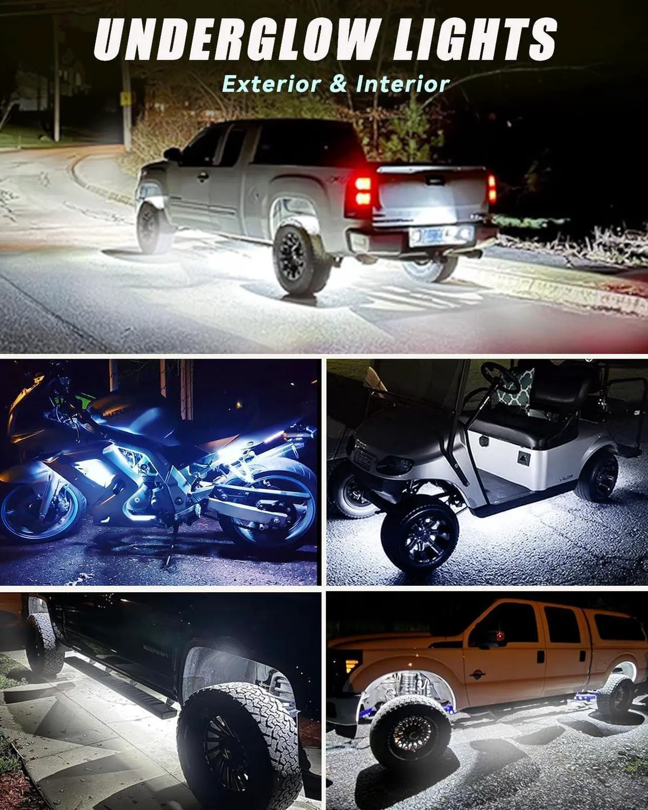 Alt view image 4 of 7 - 12V Led Light Strip 18" Connectable White LEDs Strip Lights for Car Motorcycle Golf Cart Automotive Trucks Boat Waterproof Led Light Strip, 4Pack