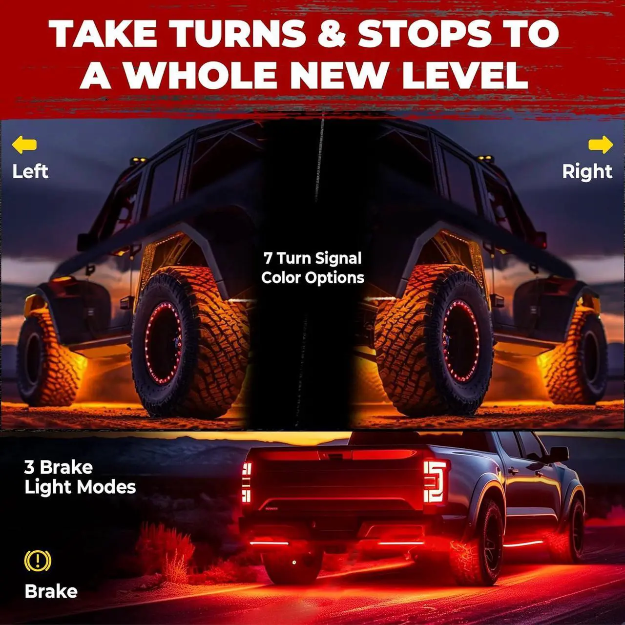 Alt view image 4 of 7 - 4 Pods Five Sided RGB Rock Lights for Trucks Jeep UTV SUV ATV, Multi Chasing Color App/Remote Control Led Rock Lights with Music Mode, Waterproof Exterior Underglow Kits for Cars