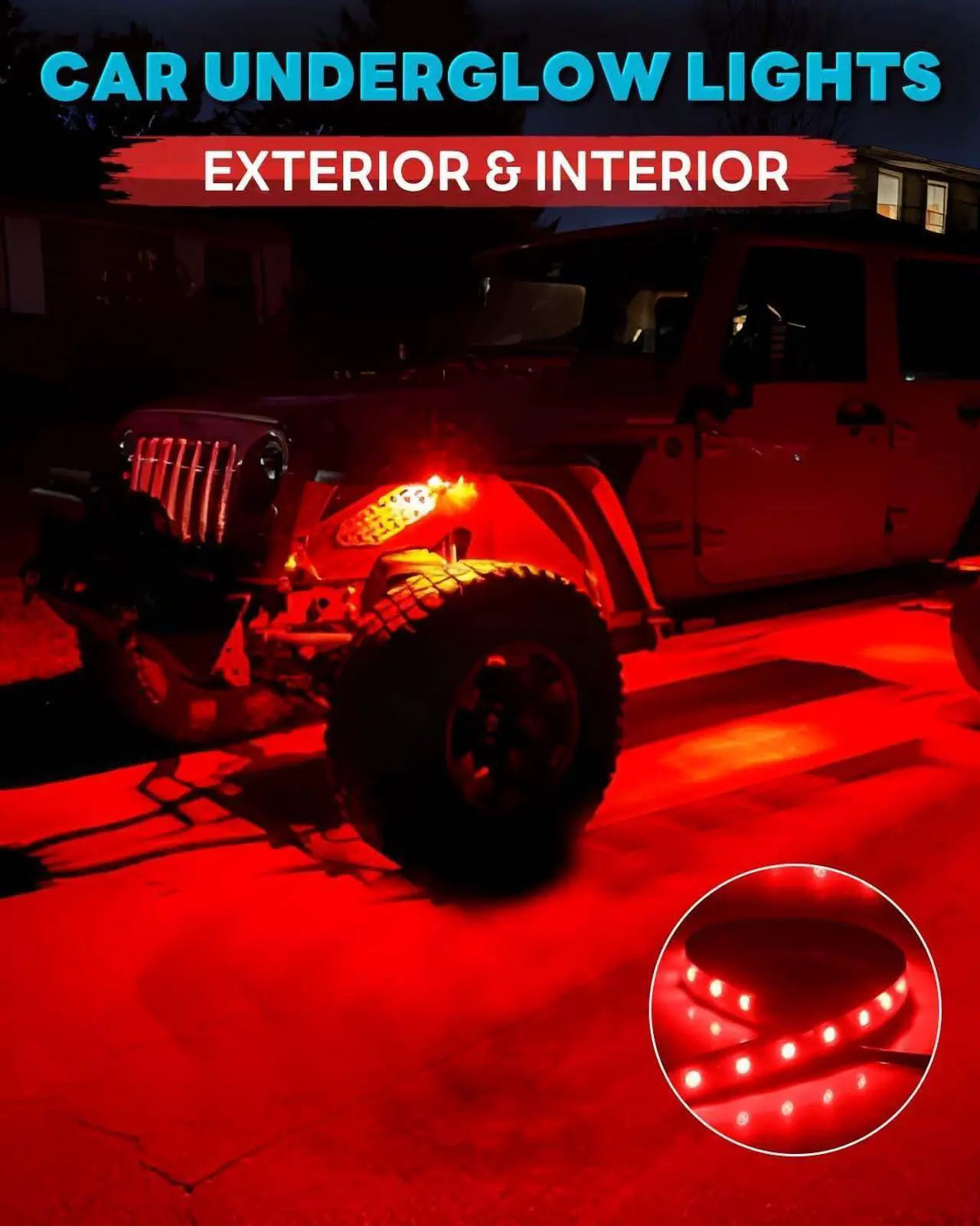 Alt view image 4 of 6 - 12V Led Light Strip 12.7" Waterproof Red Led Light Strips for Car Golf Cart Motorcycles Truck Boat Led Strip Lights,Pack of 4