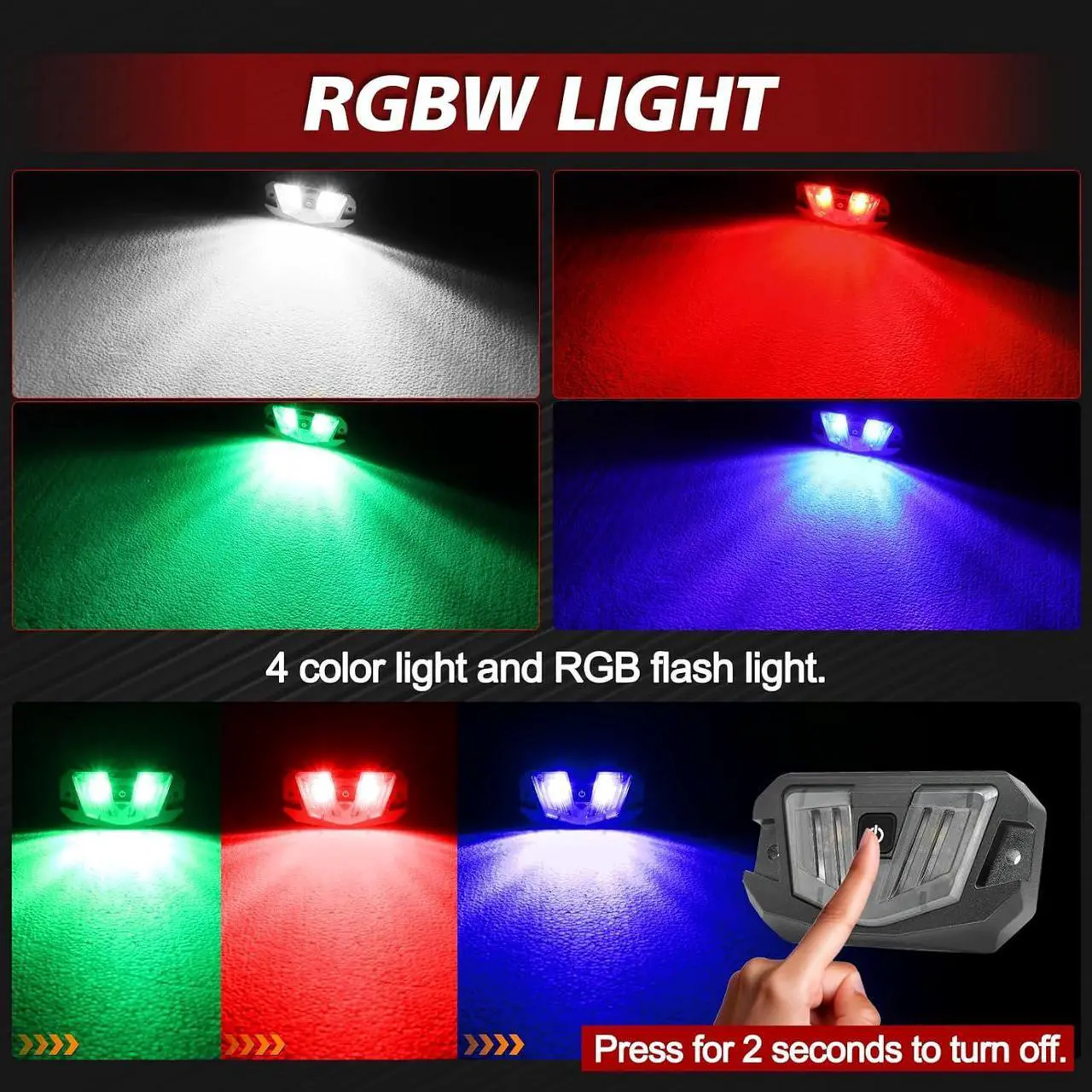 Alt view image 2 of 7 - V-Pro LED UTV Dome Light RGBW, 12V Car Interior Light W/Switch Roll Bar Cage Mount Led Truck Bed Lights for UTV Polaris RZR Ranger Can-Am Kawasaki Pioneer Talon ATV Car SXS Truck