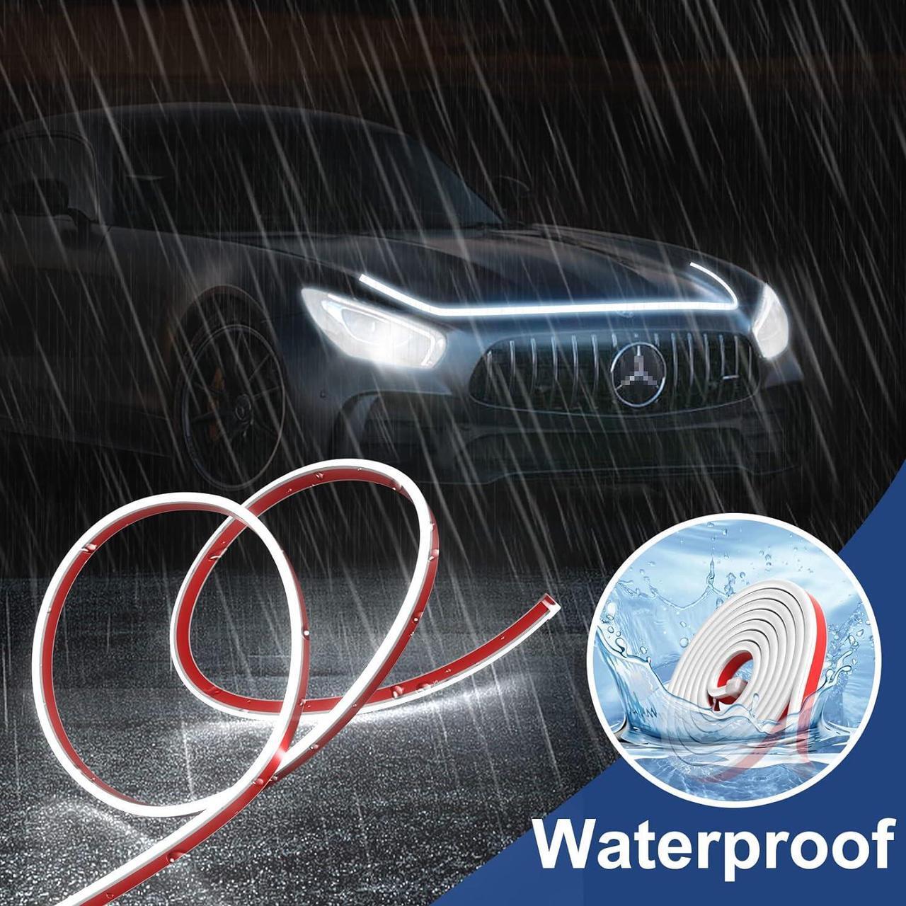 Alt view image 4 of 6 - Flexible Car Hood Light Strip, 79 Inches Dynamic LED Daytime Running Light for Car, Truck, SUV, White Light,Easy to Install and Waterproof