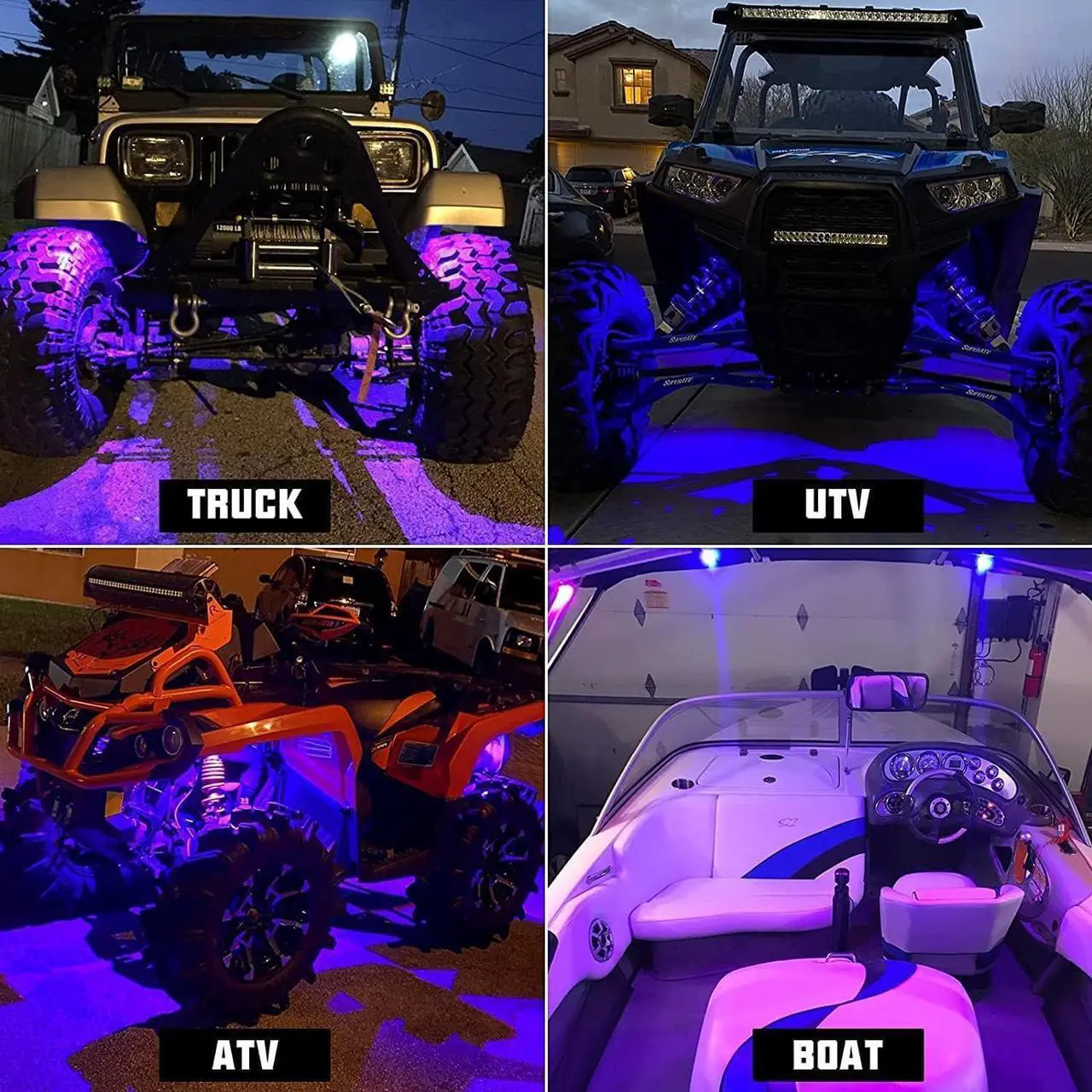 Alt view image 5 of 6 - Winunite 8 Pods RGB Rock Lights 12V with Wires,Full Angle Waterproof Music Mode APP/Remote Control Multicolor Underglow Light Kit Wheel Lights for Off Road Trucks SUV ATV UTV Trailer Boats