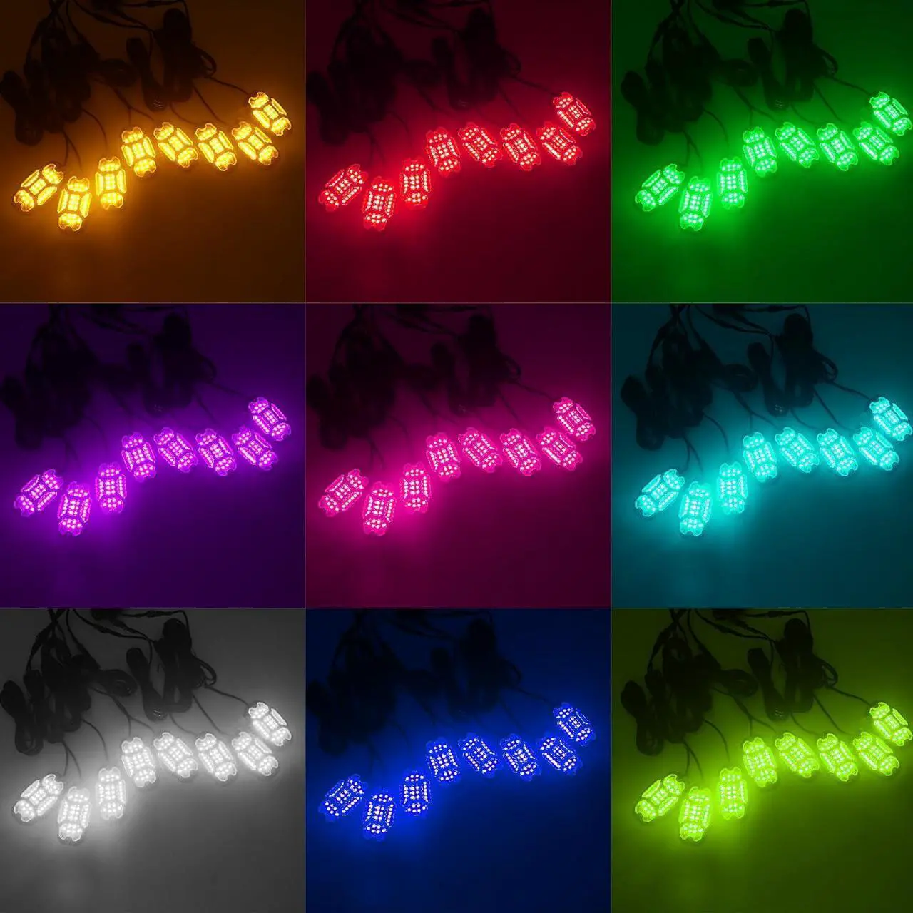 Alt view image 3 of 6 - Winunite 8 Pods RGB Rock Lights 12V with Wires,Full Angle Waterproof Music Mode APP/Remote Control Multicolor Underglow Light Kit Wheel Lights for Off Road Trucks SUV ATV UTV Trailer Boats