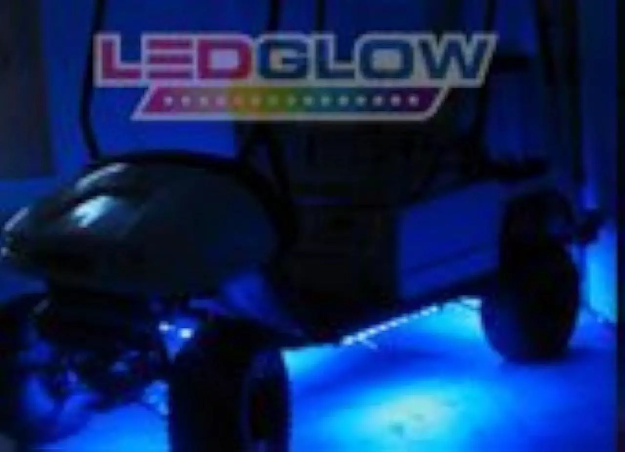 Alt view image 2 of 5 - LEDGlow 4pc Blue LED Golf Cart Underbody Underglow Accent Neon Light Kit for EZGO Yamaha Club Car - Water Resistant Flexible Tubes - Includes Control Box & Wireless Remote