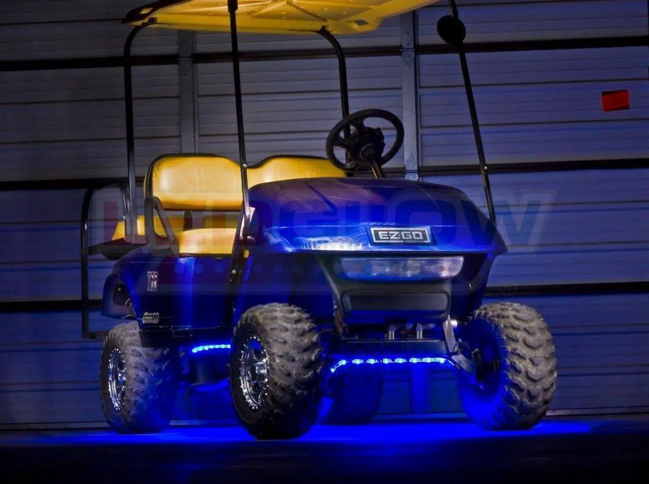 Alt view image 3 of 5 - LEDGlow 4pc Blue LED Golf Cart Underbody Underglow Accent Neon Light Kit for EZGO Yamaha Club Car - Water Resistant Flexible Tubes - Includes Control Box & Wireless Remote