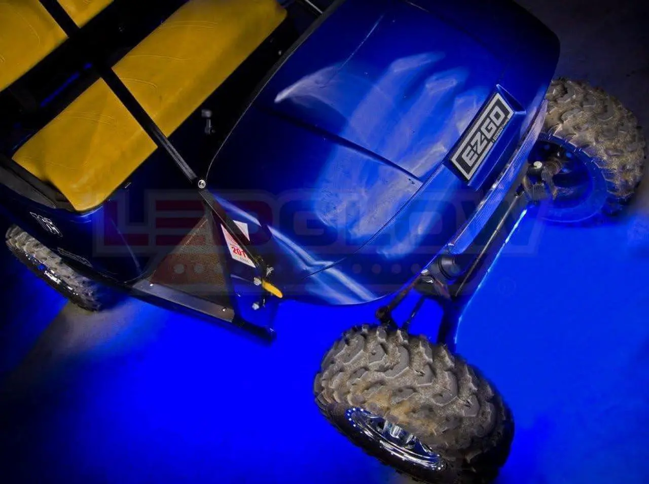 Alt view image 4 of 5 - LEDGlow 4pc Blue LED Golf Cart Underbody Underglow Accent Neon Light Kit for EZGO Yamaha Club Car - Water Resistant Flexible Tubes - Includes Control Box & Wireless Remote