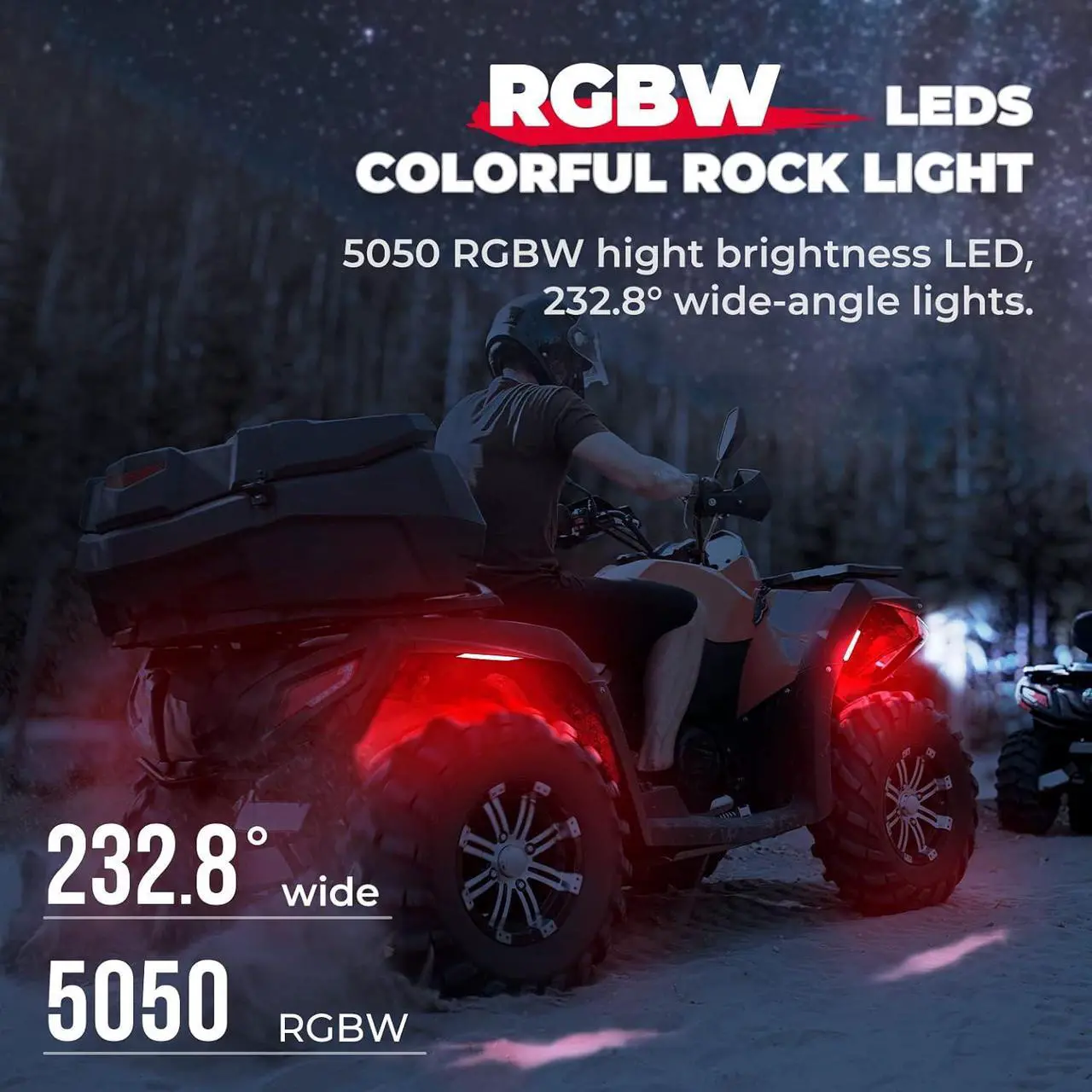Alt view image 2 of 7 - KEMIMOTO 4 Pods LED Rock Lights for Truck UTV, APP RF Dual Control Underglow Multicolor Neon Light Pod Universal Lighting for ATV, Car, Golf Cart, RV, Compatible with Can-Am X3 Polaris RZR Sportsman