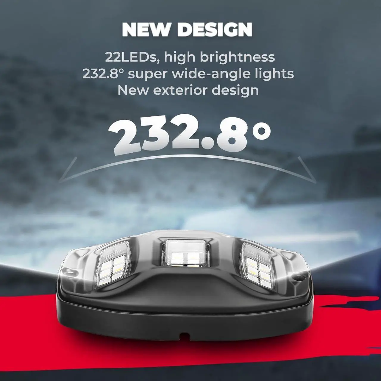 Alt view image 3 of 7 - KEMIMOTO 4 Pods LED Rock Lights for Truck UTV, APP RF Dual Control Underglow Multicolor Neon Light Pod Universal Lighting for ATV, Car, Golf Cart, RV, Compatible with Can-Am X3 Polaris RZR Sportsman
