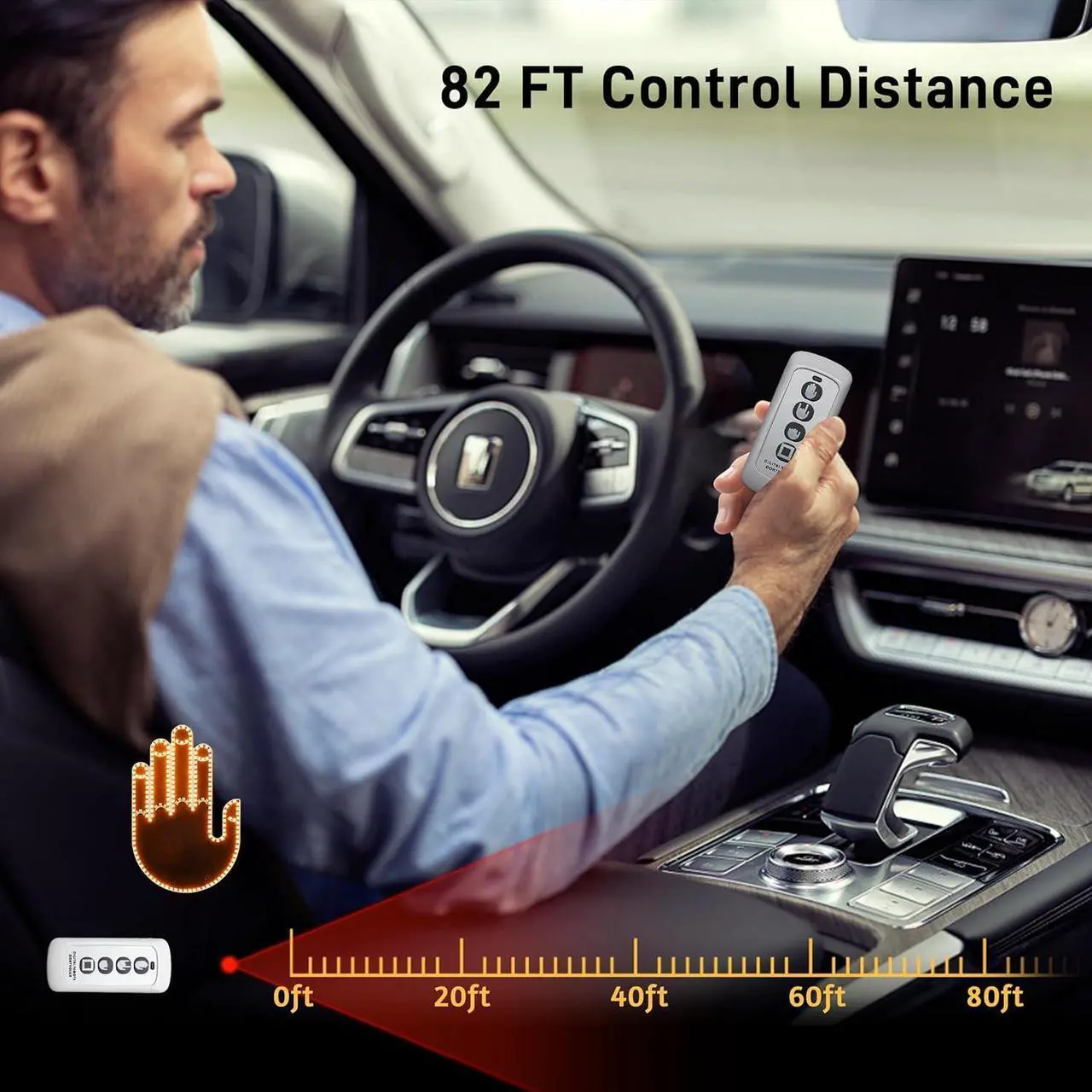 Alt view image 7 of 7 - LED Hand Gesture Light for Car - Road Rage Back Window Sign, 3 Modes Remote Control, Fun Auto Accessories, Father Day's Gift, 3PCS