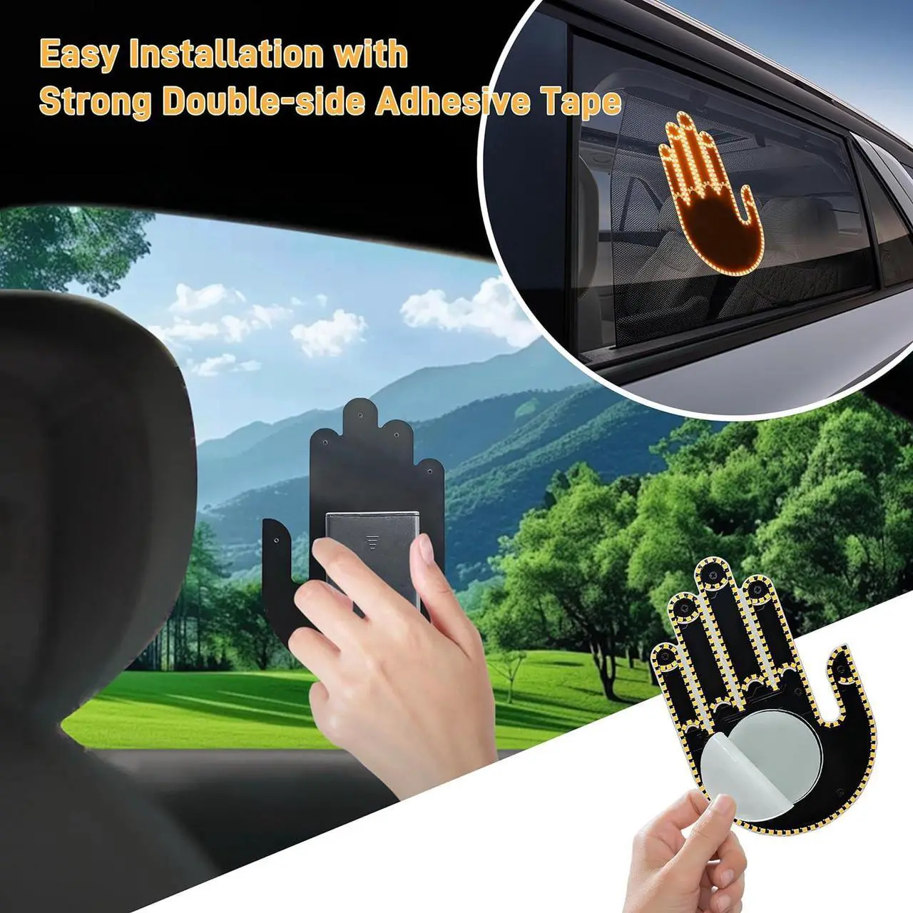Alt view image 6 of 7 - LED Hand Gesture Light for Car - Road Rage Back Window Sign, 3 Modes Remote Control, Fun Auto Accessories, Father Day's Gift, 3PCS