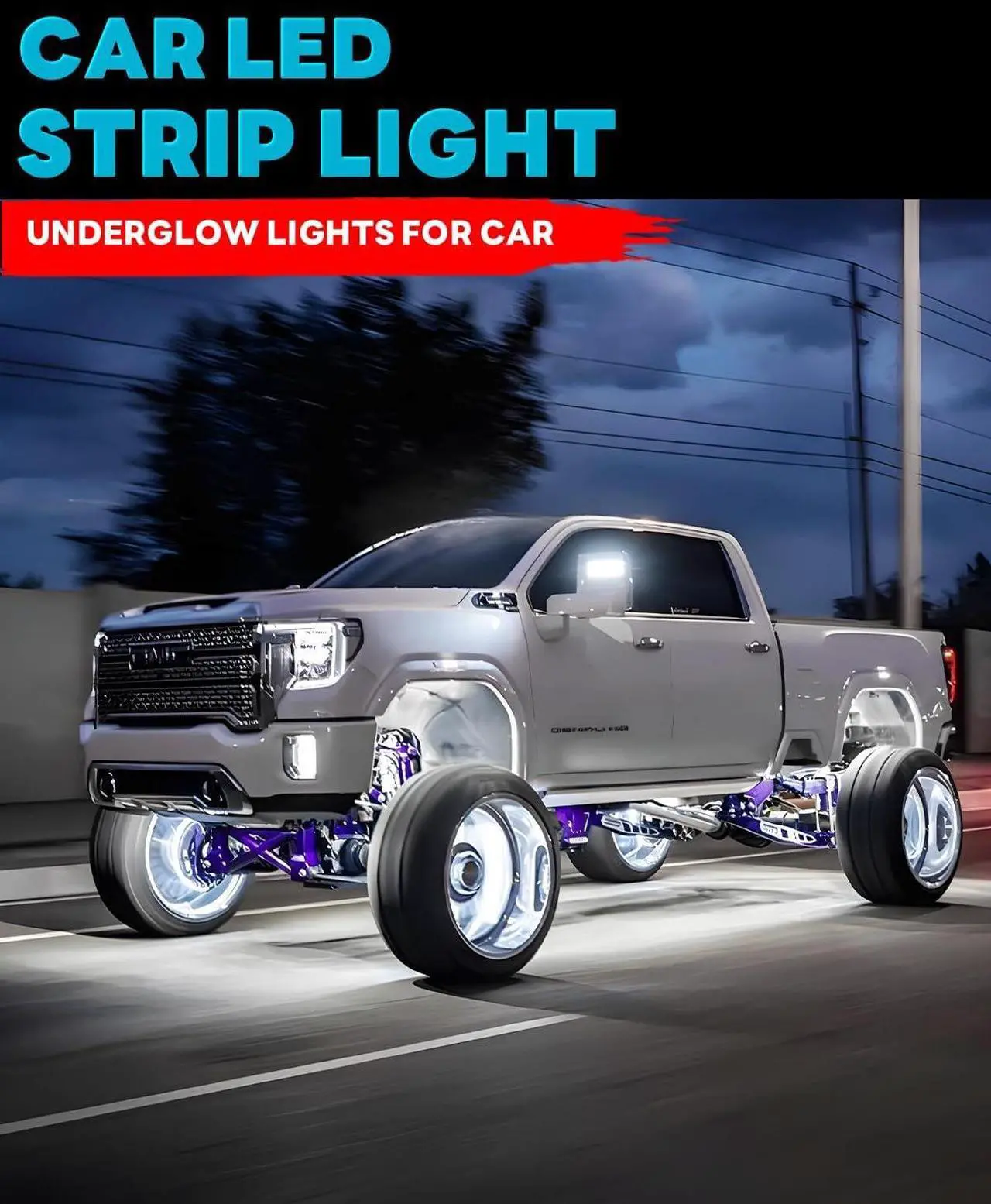Alt view image 2 of 6 - 12V Led Light Strip Connectable 24Inch White Led Strip Lights for Car Golf Cart Motorcycle Boat Truck Cabinet Waterproof Led Light Strip,4Pack