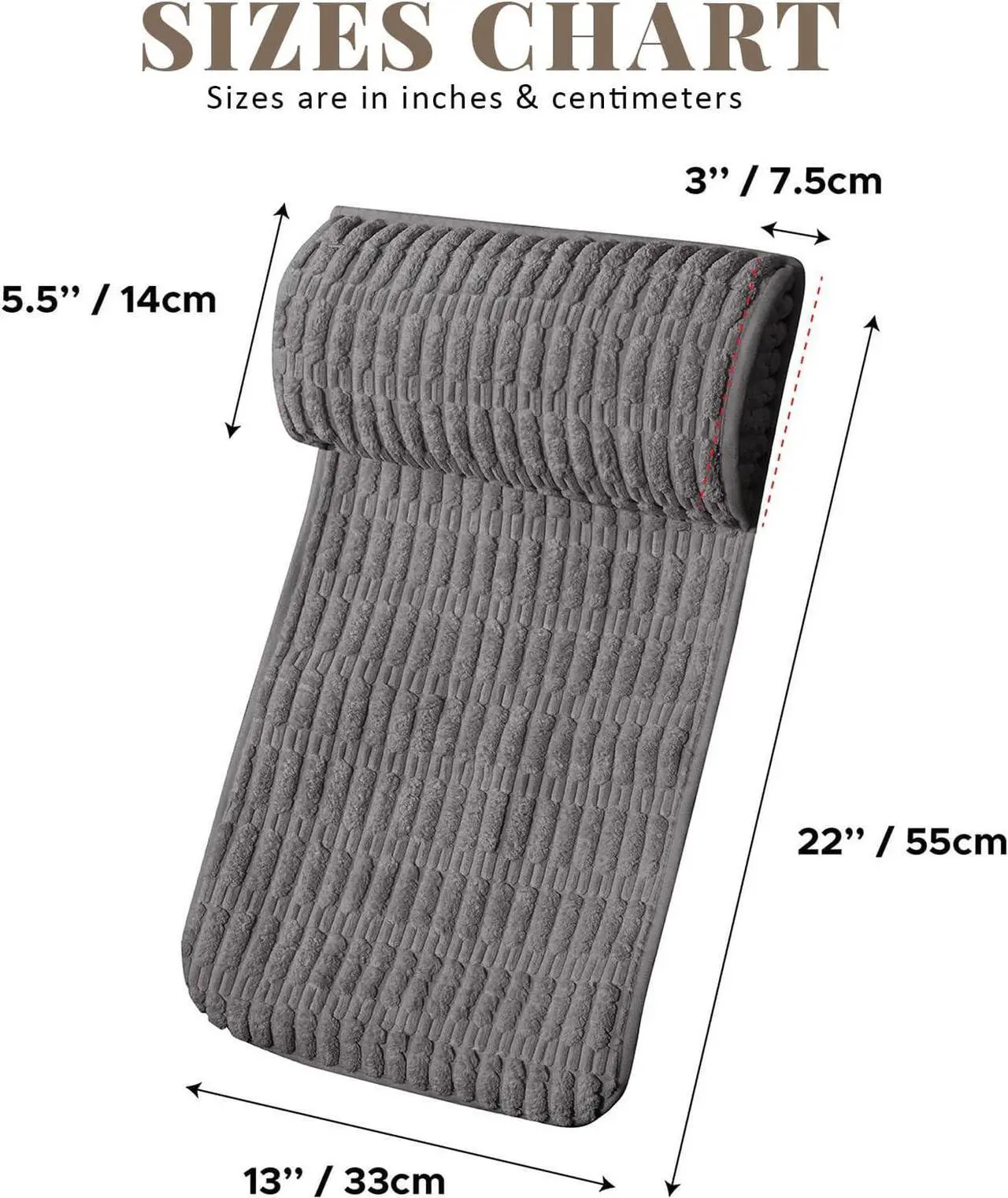 Alt view image 2 of 7 - Headrest and Support Pillow,Recliner Pillow for Neck, Head, or Foot for Office or Massage Chairs, Neck Pain Relief and Cervical Support. Nonslip, Zipped Cover. (Gray, 5.5" Wx13 Lx3 H)