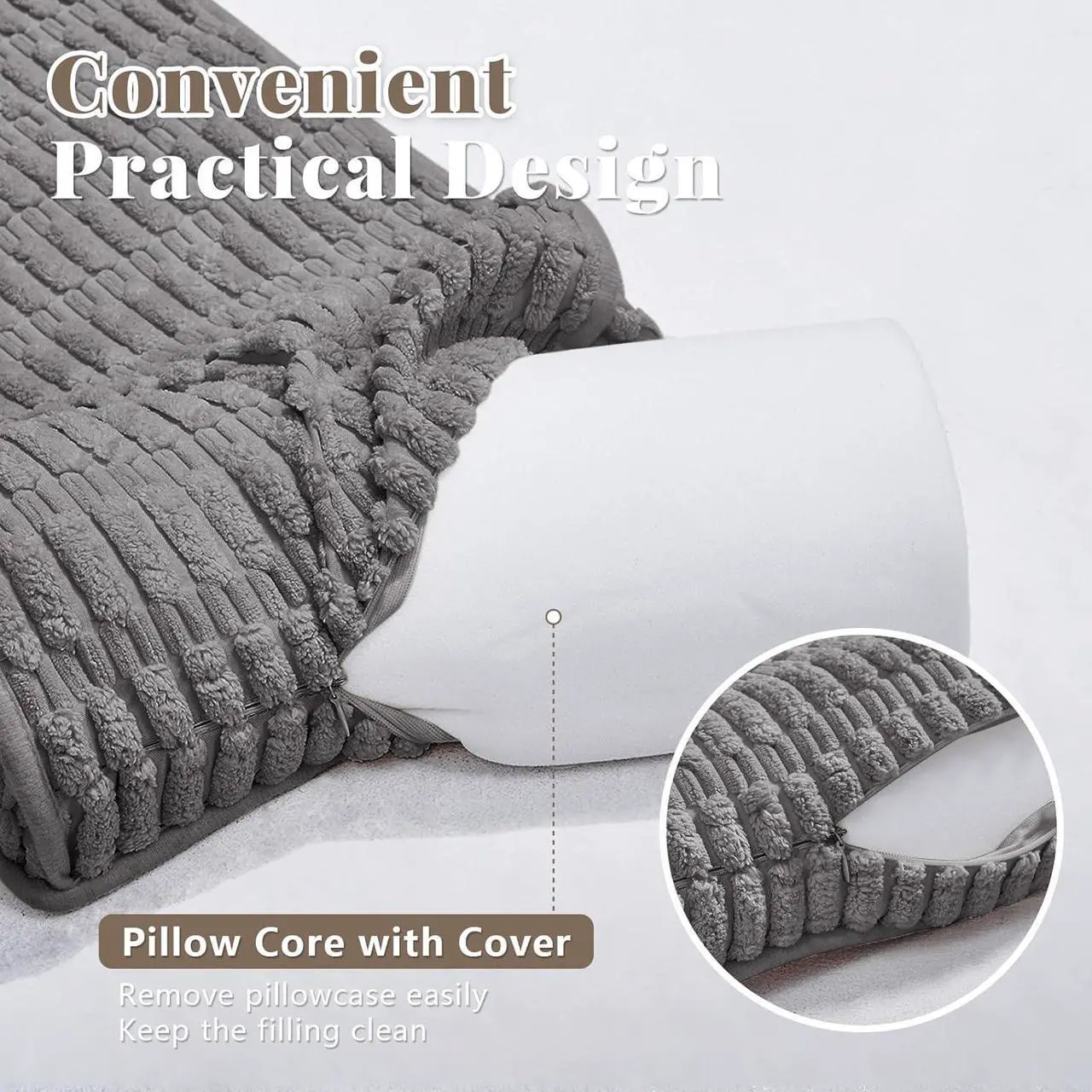 Alt view image 5 of 7 - Headrest and Support Pillow,Recliner Pillow for Neck, Head, or Foot for Office or Massage Chairs, Neck Pain Relief and Cervical Support. Nonslip, Zipped Cover. (Gray, 5.5" Wx13 Lx3 H)