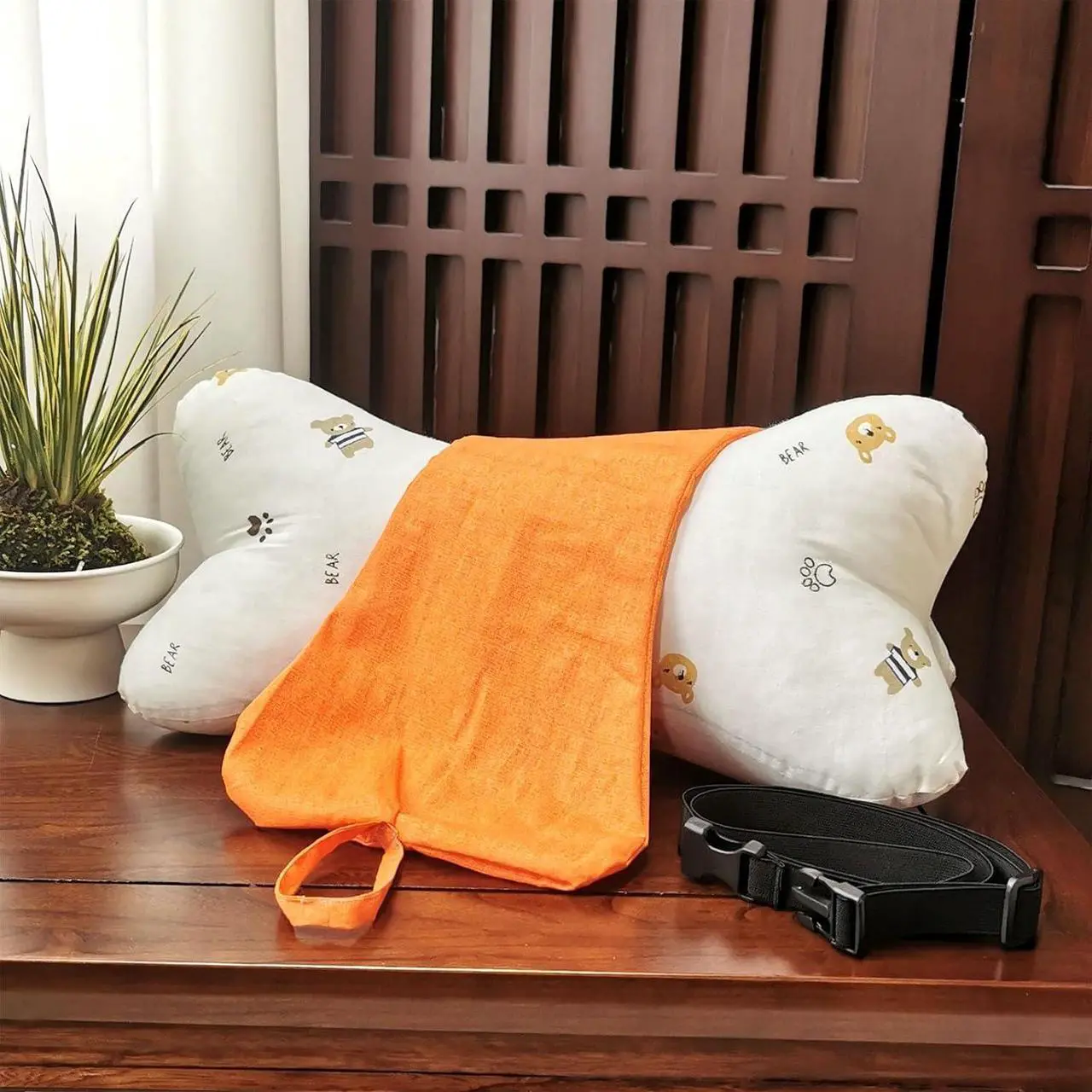 Alt view image 4 of 7 - Neck & Cervical Pillows Dog Bone Shaped Travel Neck Pillows With Washable Removable Cover Have Loops On Either End For Car Bus Truck Driving Comfort Head Rest Support Neck Chiropractic Pillow (Color