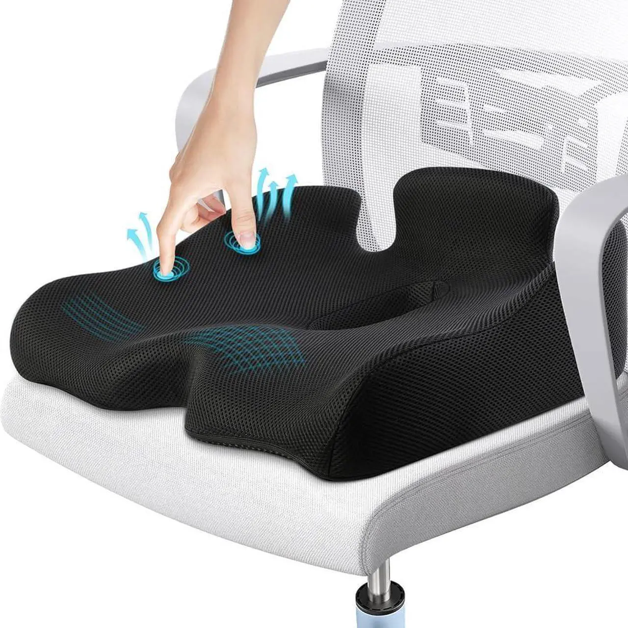Main image of Benazcap X Large Memory Seat Cushion for Office Chair Pressure Relief Sciatica & Tailbone Pain Relief Memory Foam Firm Coccyx Pad for Long Sitting, for Office Chair, Gaming Chair and Car Seat Upgrade