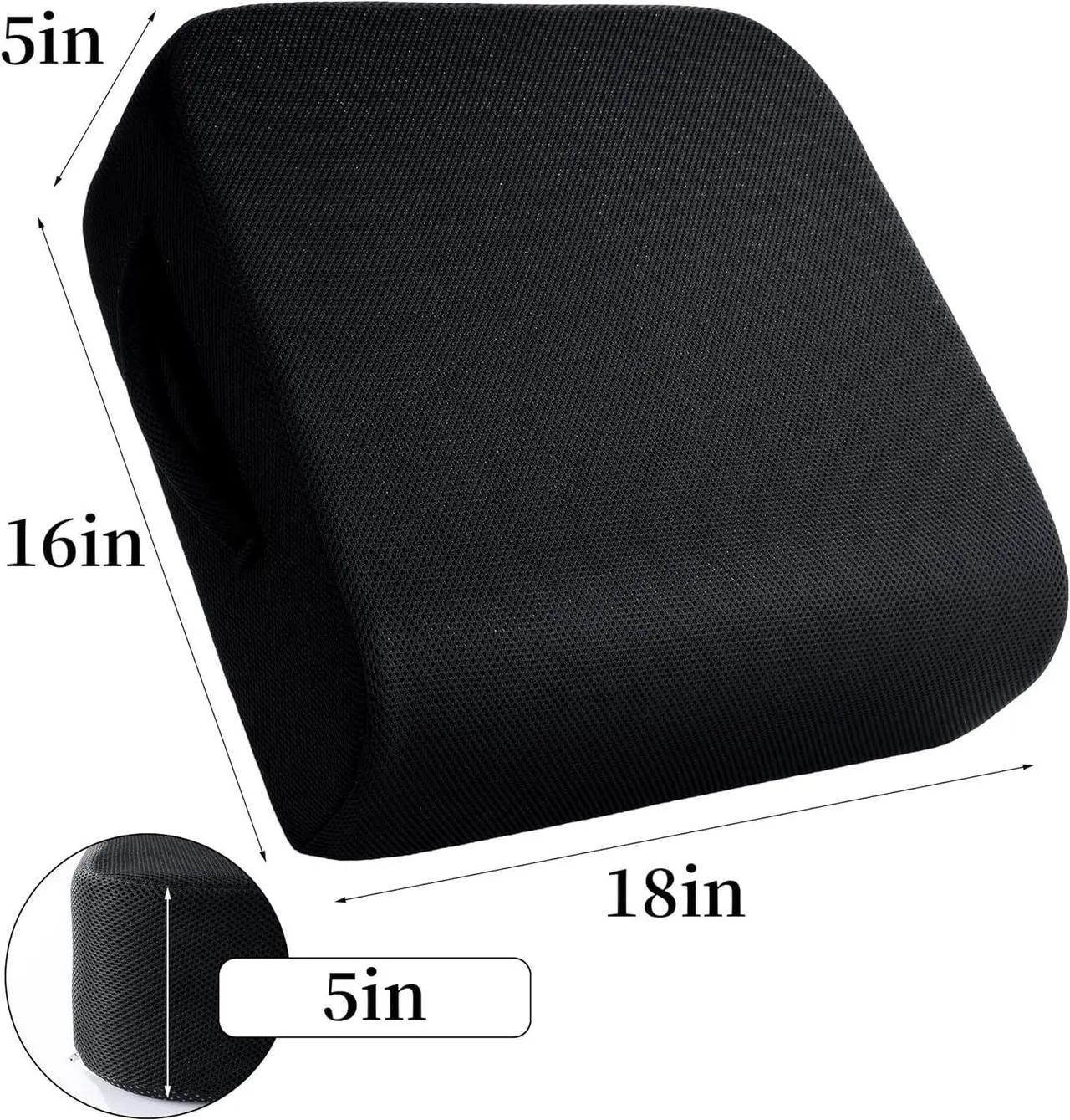 Alt view image 2 of 7 - MABOZOO Extra Thick Chair Cushions,Office Chair Booster Seat Cushion to Raise Seat Height for Pain Relief,18 x 16 x 5 inch Non Slip Memory Foam Thick Cushion with Carry HandleBlack