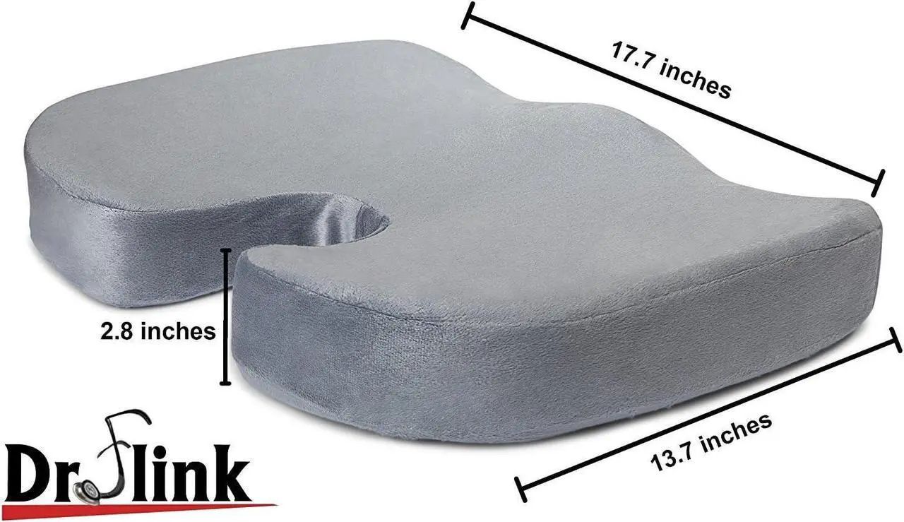 Alt view image 3 of 7 - Dr. Flink Tailbone Seat Cushion - Pain Relief Chair Pillow, Cool Gel-Enhanced 100% Memory Foam, Orthopedic & Quality Comfort | Support & Relives Back & Sciatica, for Car, Truck, Home, and Office